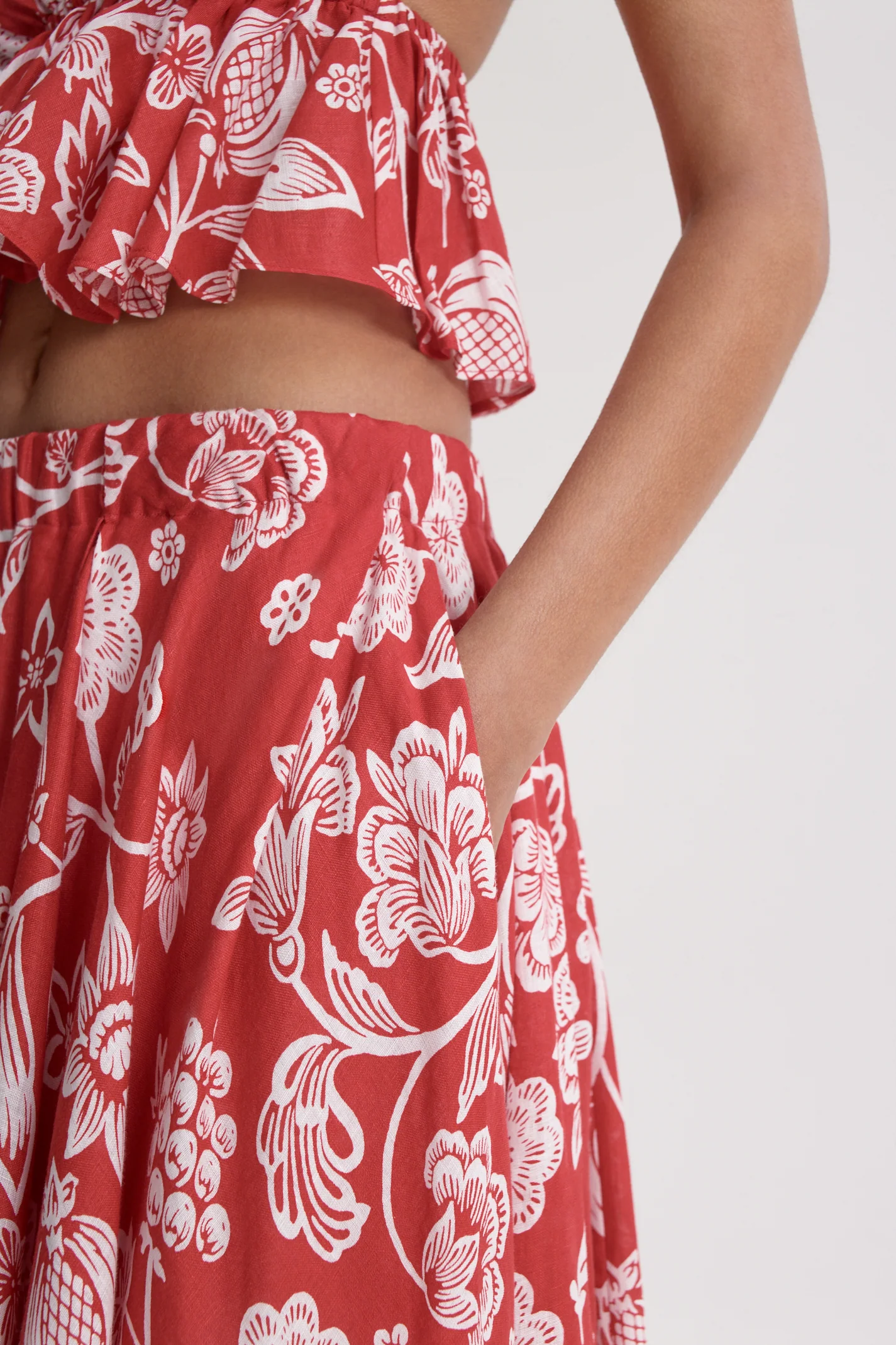 LINEN TROPICAL BONDED SKIRT - Image 7