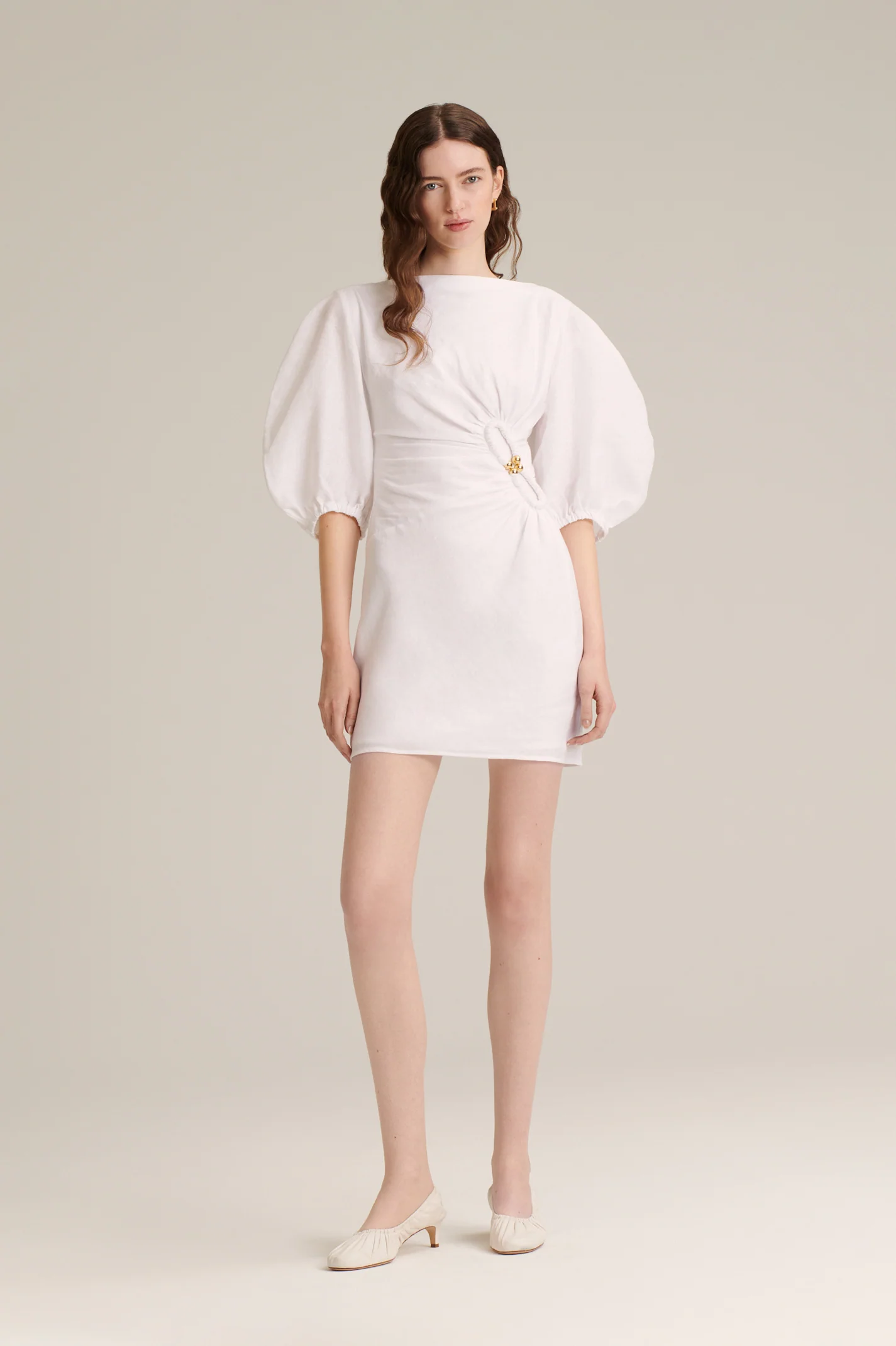 LINEN TURBAN MINI DRESS - Image 3