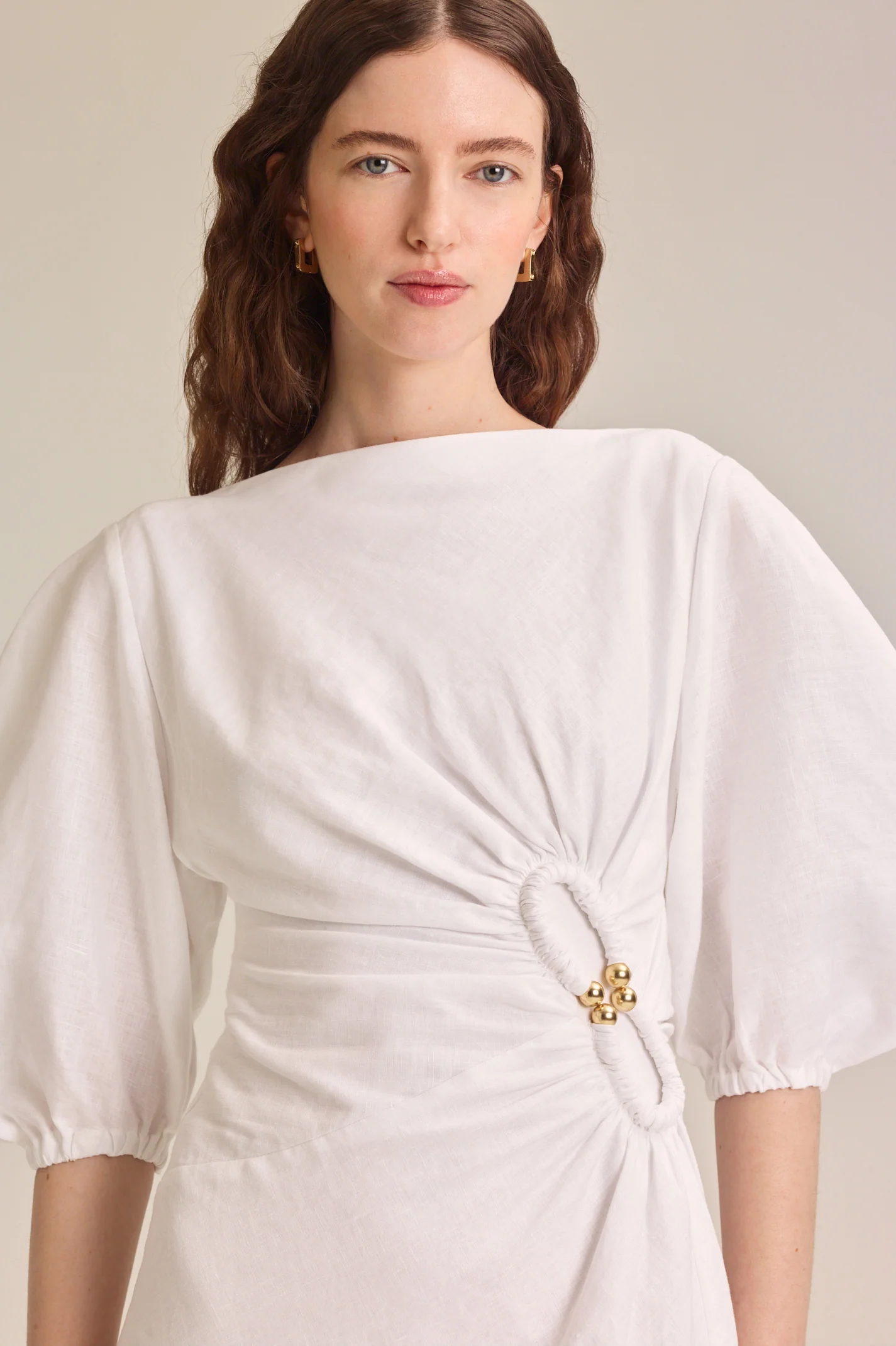 LINEN TURBAN MINI DRESS - Image 7