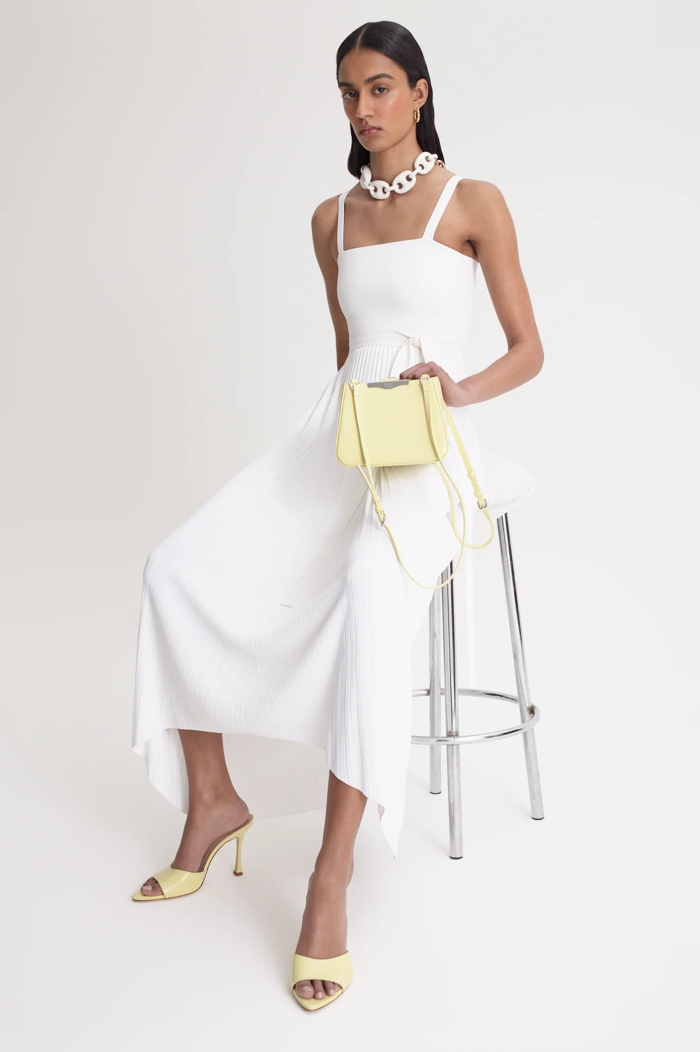 PLEATED RIB SQUARE NECK DRESS - Image 3