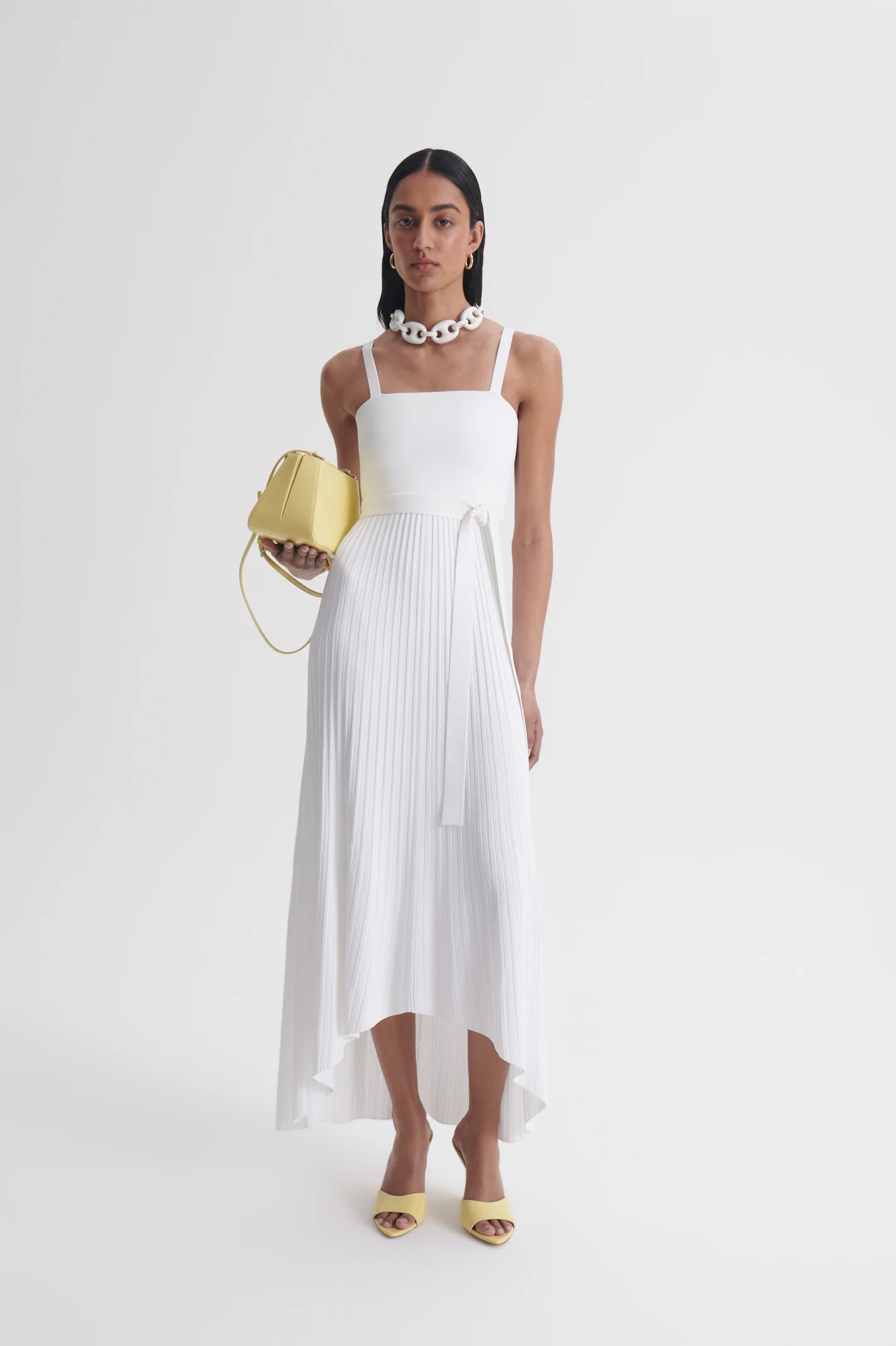 PLEATED RIB SQUARE NECK DRESS - Image 4