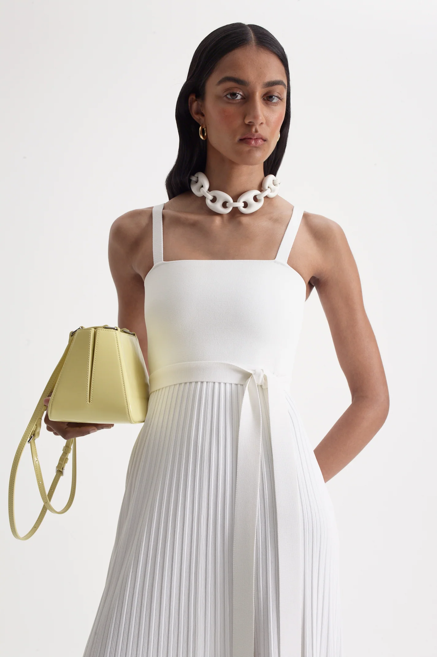 PLEATED RIB SQUARE NECK DRESS - Image 7