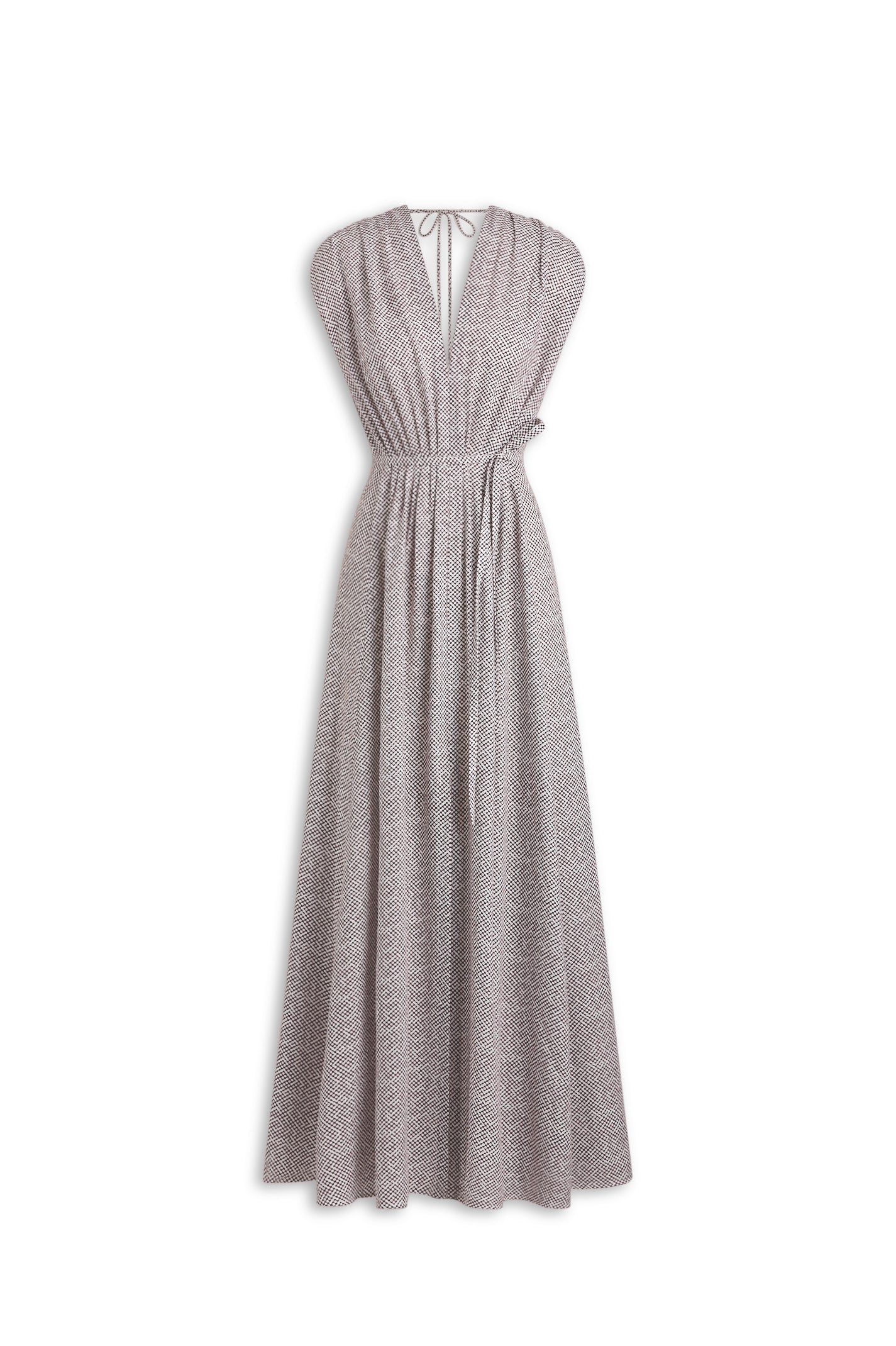 PRINTED LINEN LONG DRESS