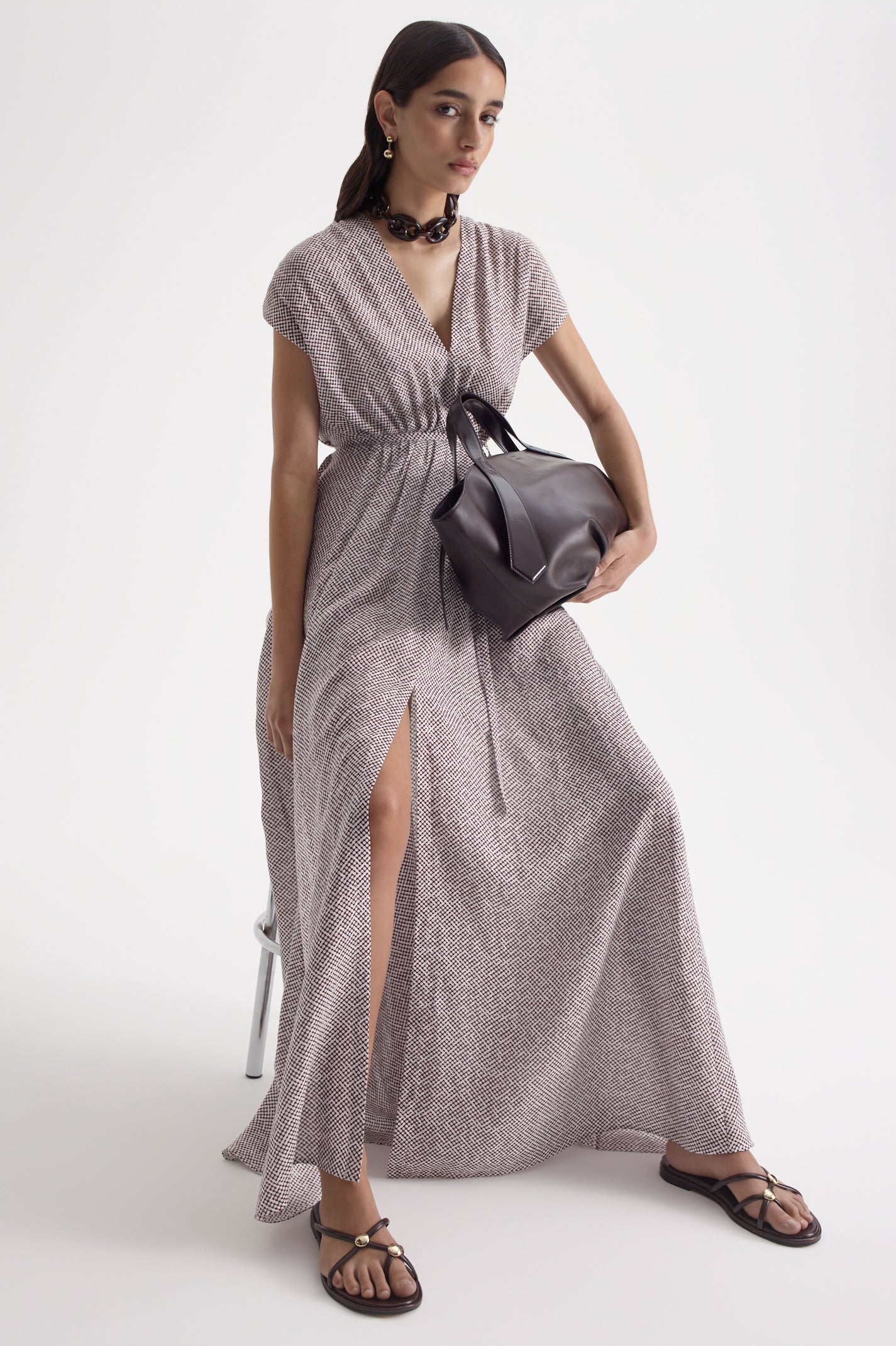 PRINTED LINEN LONG DRESS - Image 10