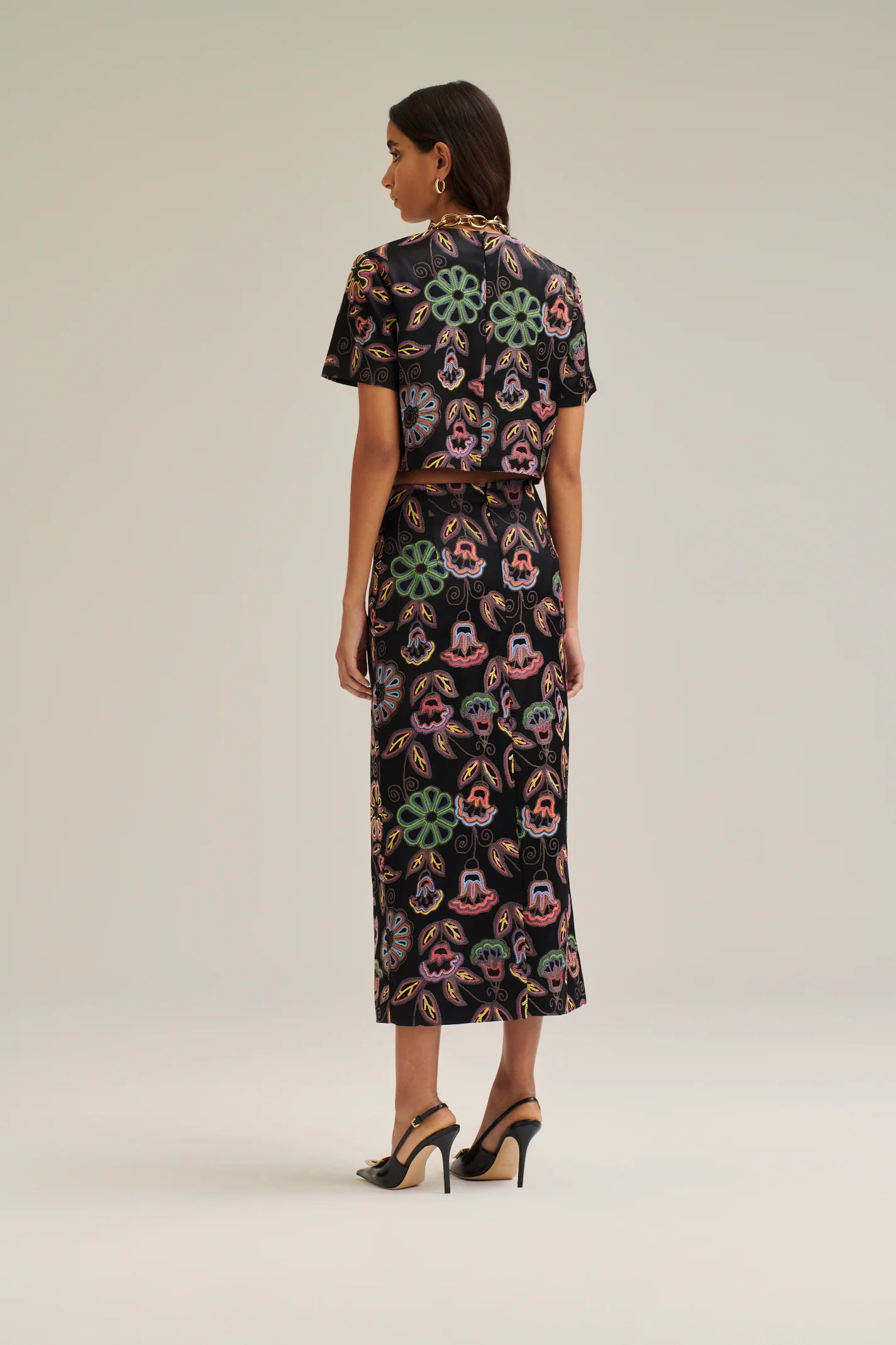 PRINTED SATIN PENCIL SKIRT - Image 6