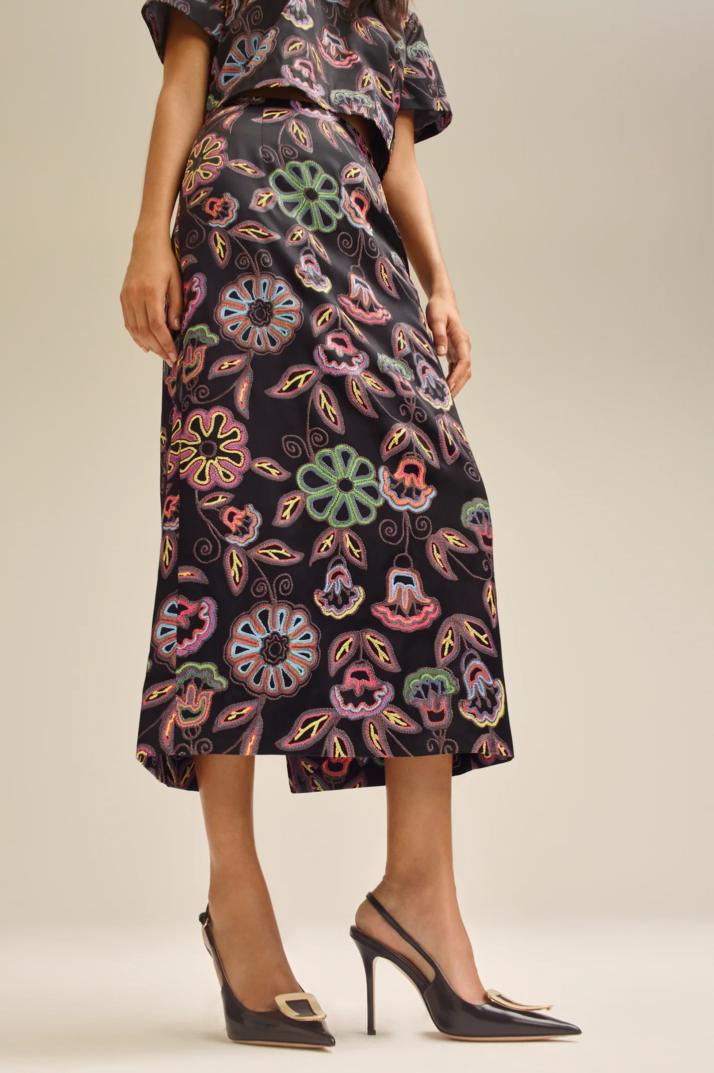 PRINTED SATIN PENCIL SKIRT - Image 7