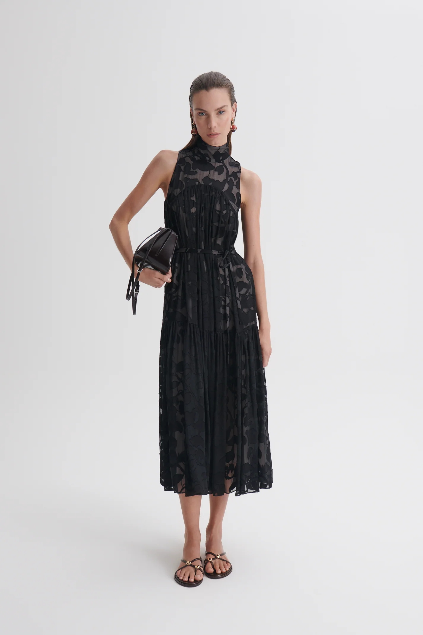 SILK BURNOUT SATIN DRESS - Image 3