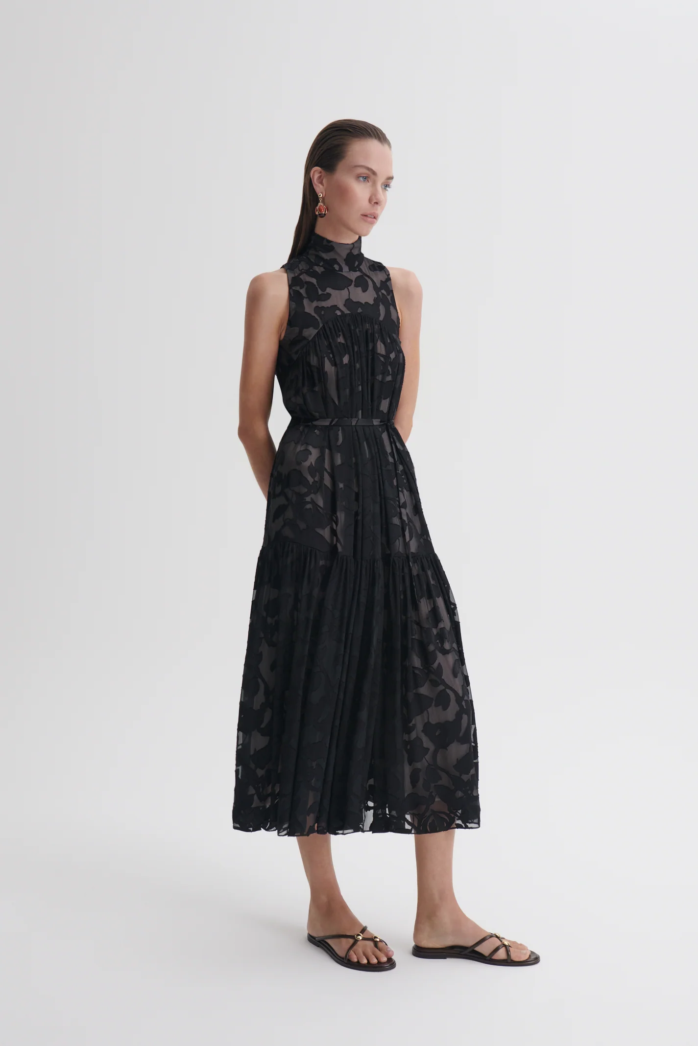 SILK BURNOUT SATIN DRESS - Image 4
