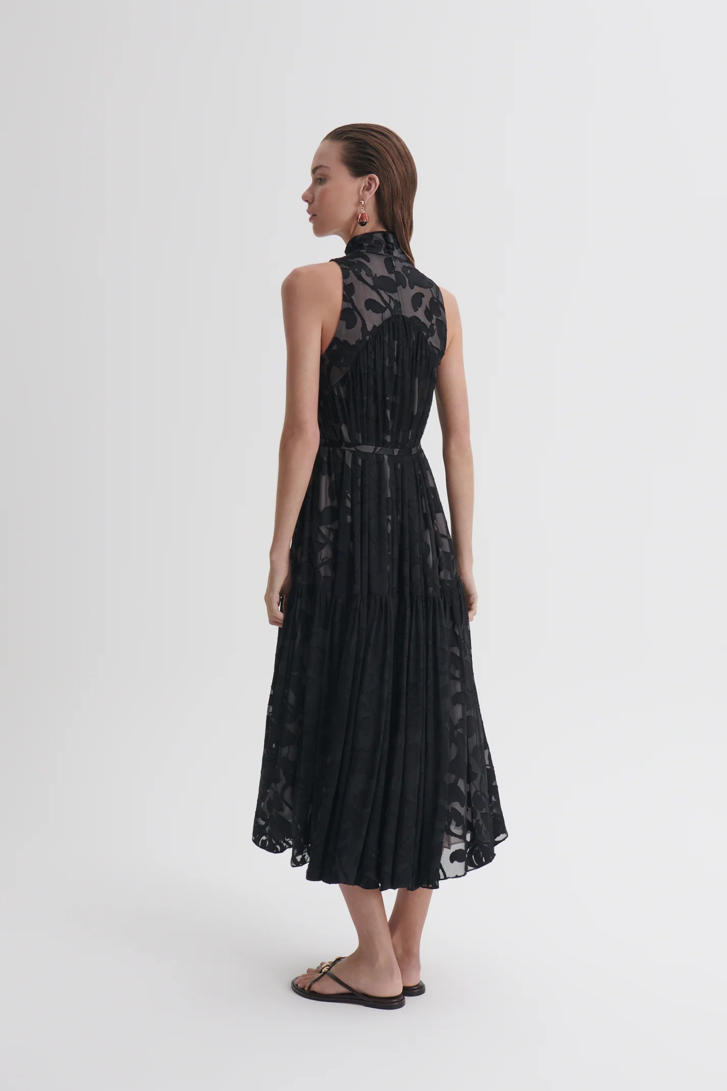 SILK BURNOUT SATIN DRESS - Image 5
