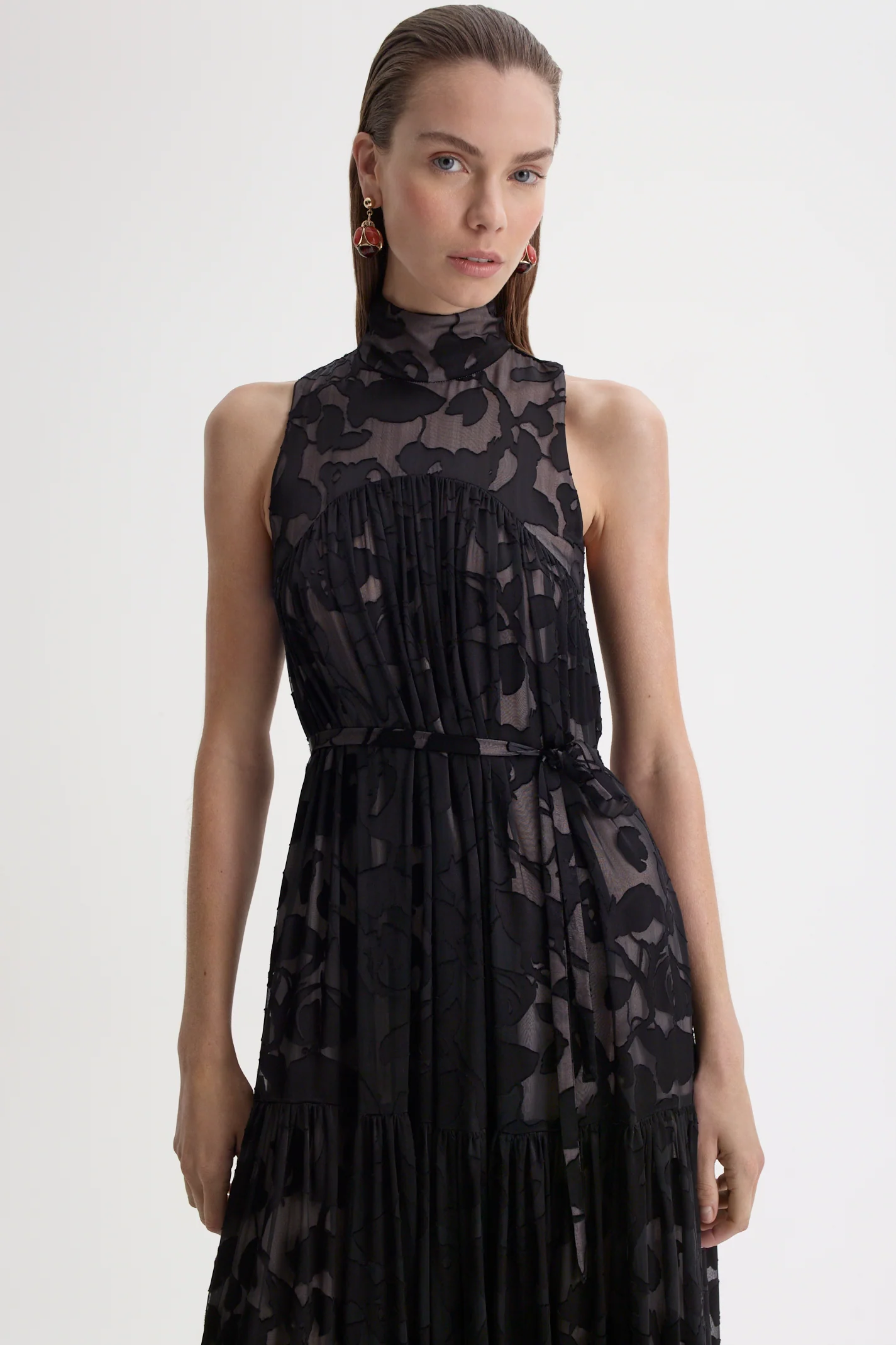 SILK BURNOUT SATIN DRESS - Image 6