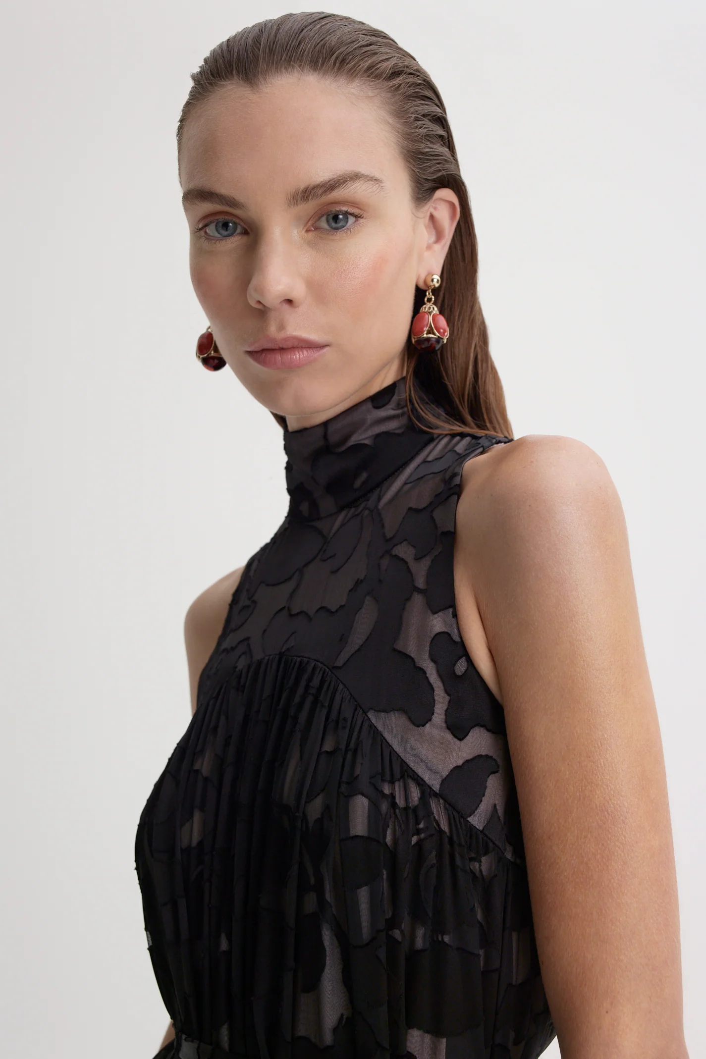 SILK BURNOUT SATIN DRESS - Image 7