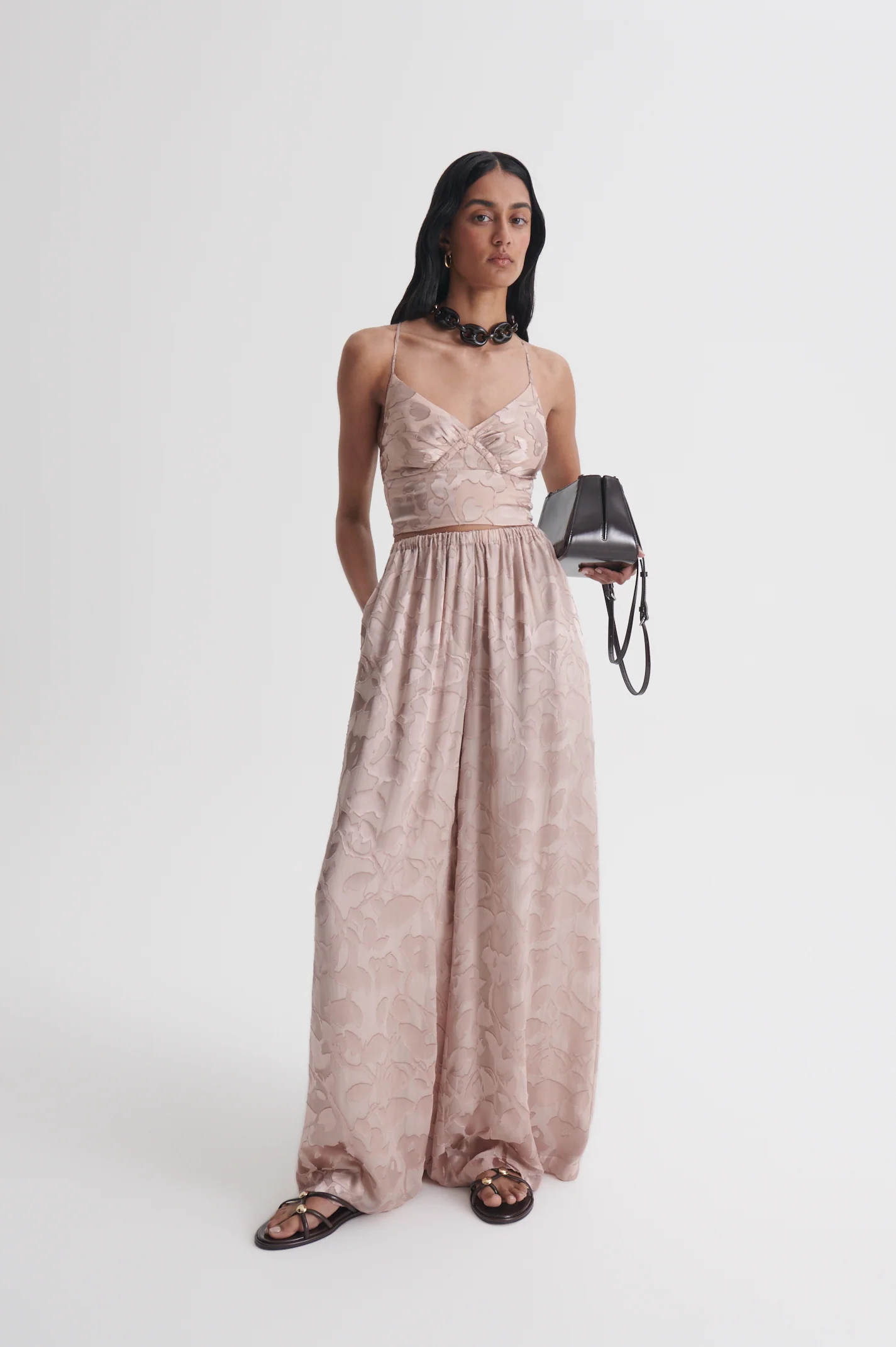 SILK BURNOUT SATIN TROUSER - Image 3