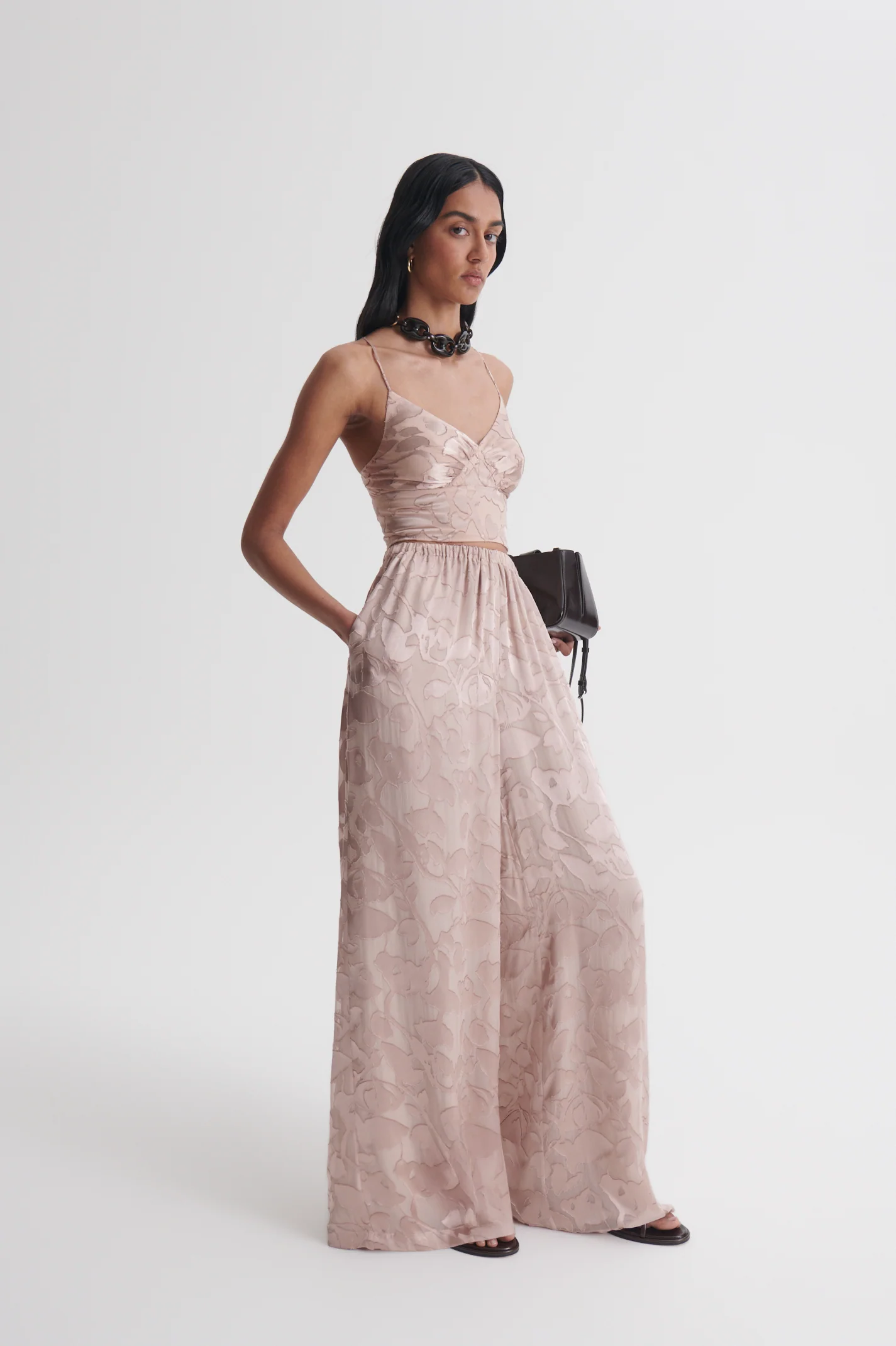 SILK BURNOUT SATIN TROUSER - Image 4