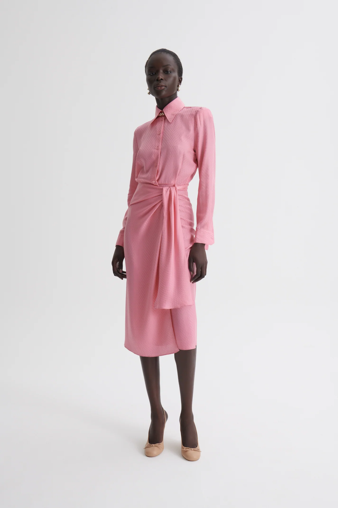 SILK CHAIN JACQUARD WRAP DRESS - Image 4