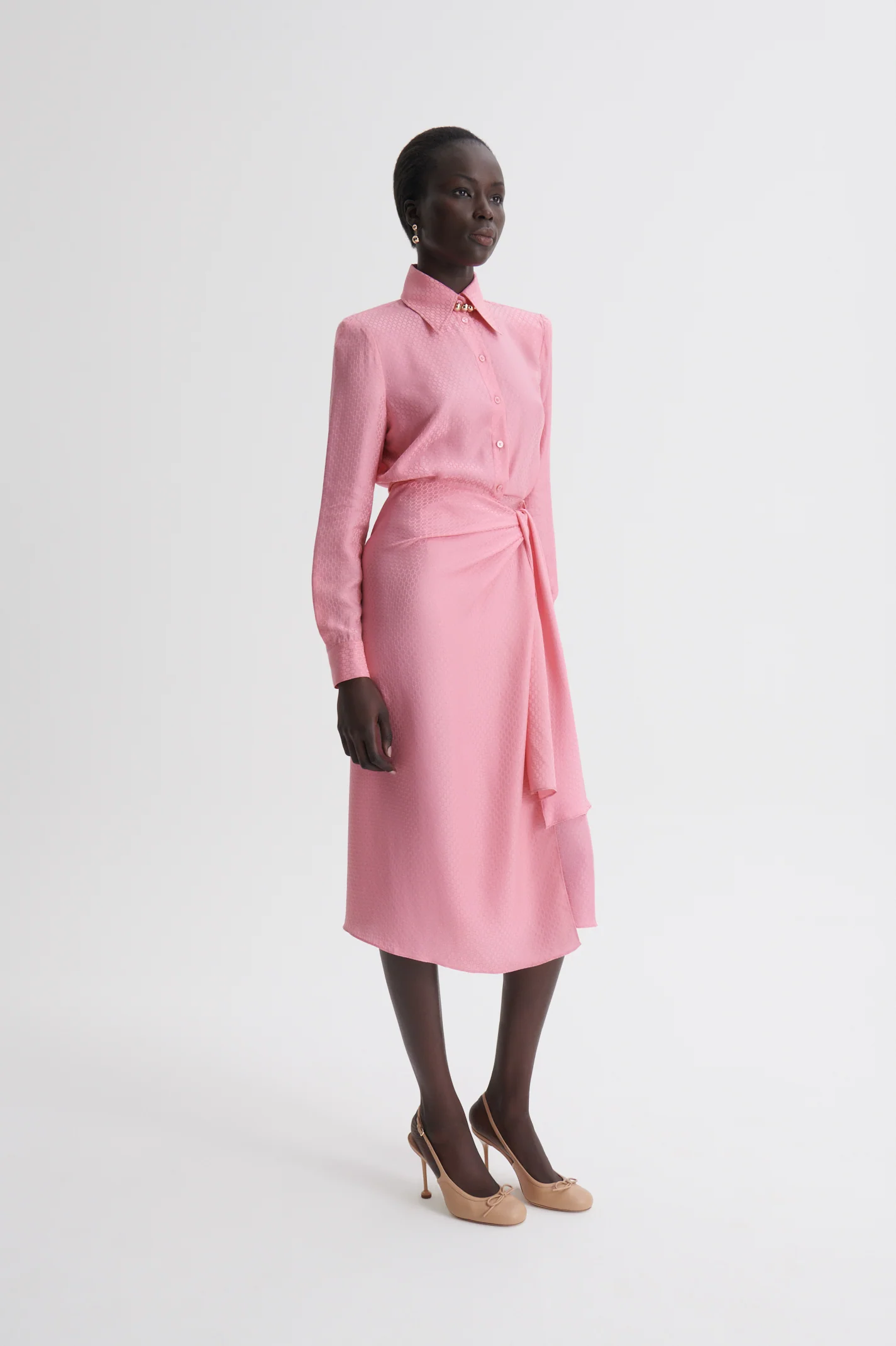 SILK CHAIN JACQUARD WRAP DRESS - Image 5