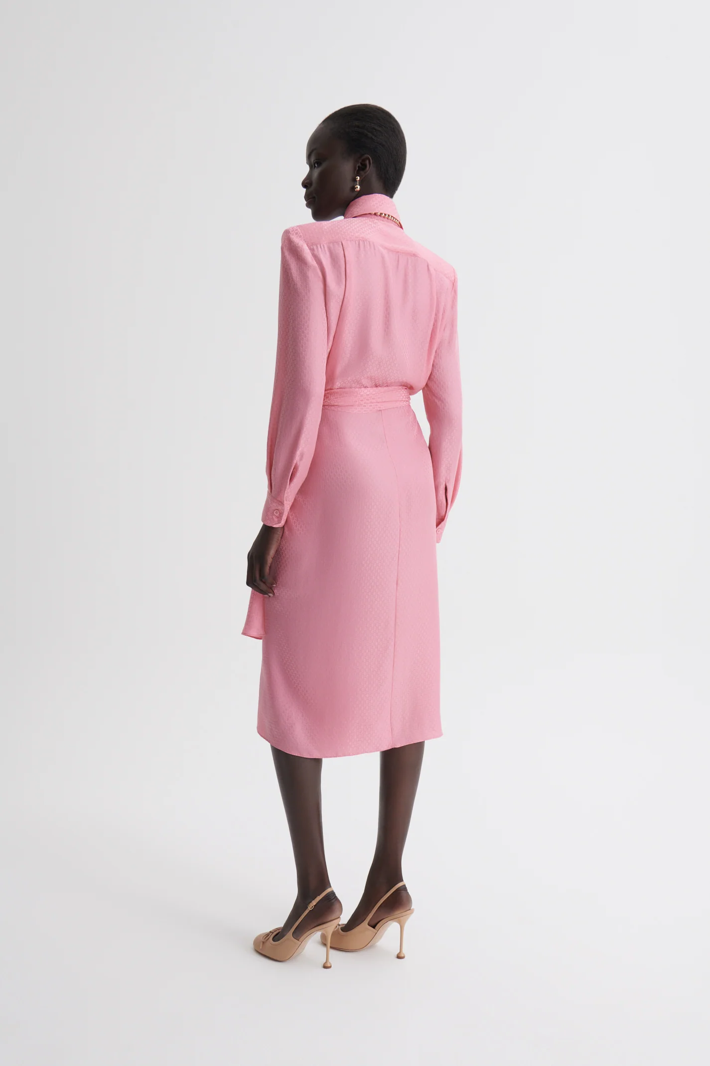 SILK CHAIN JACQUARD WRAP DRESS - Image 6