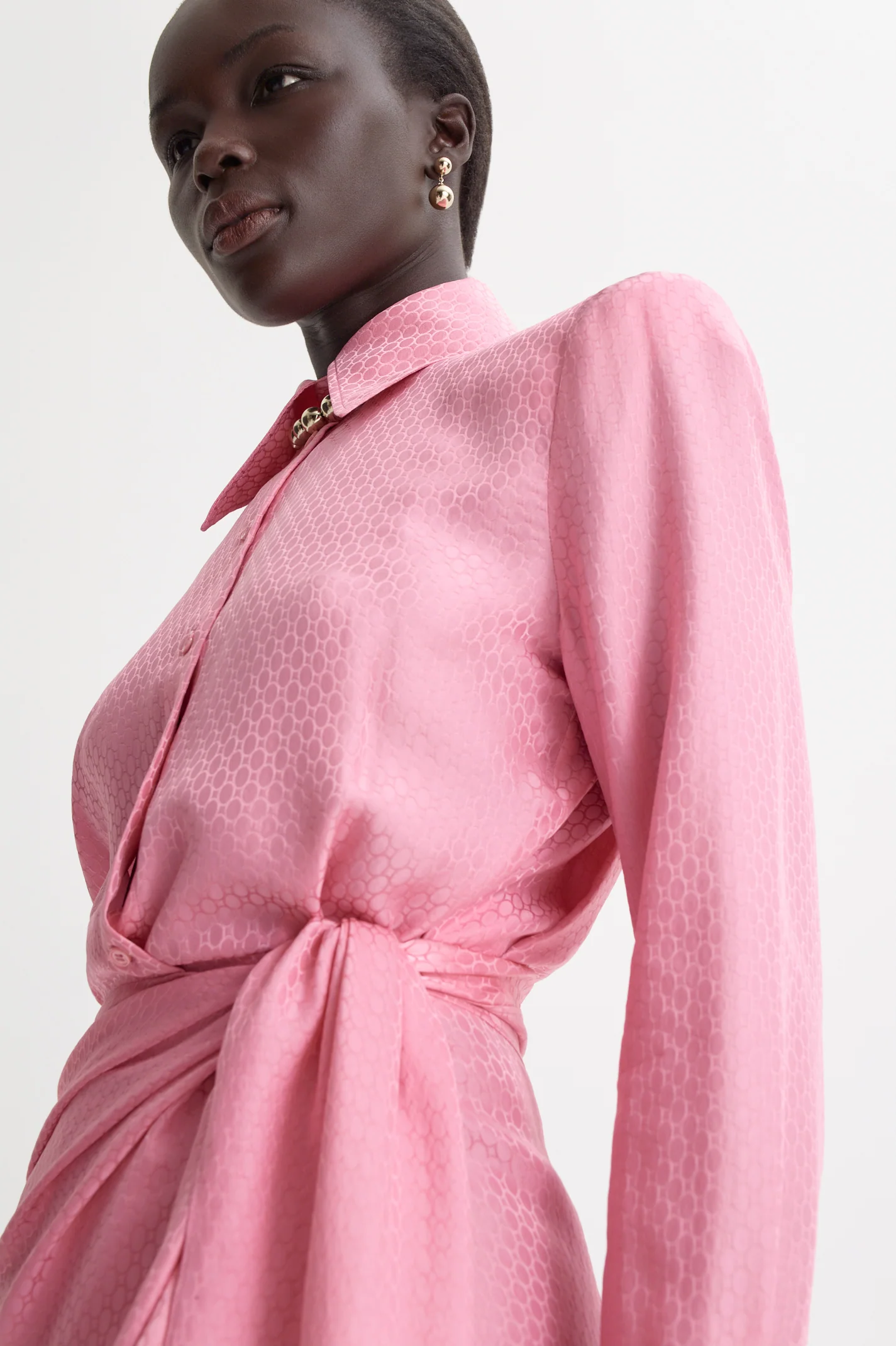 SILK CHAIN JACQUARD WRAP DRESS - Image 7