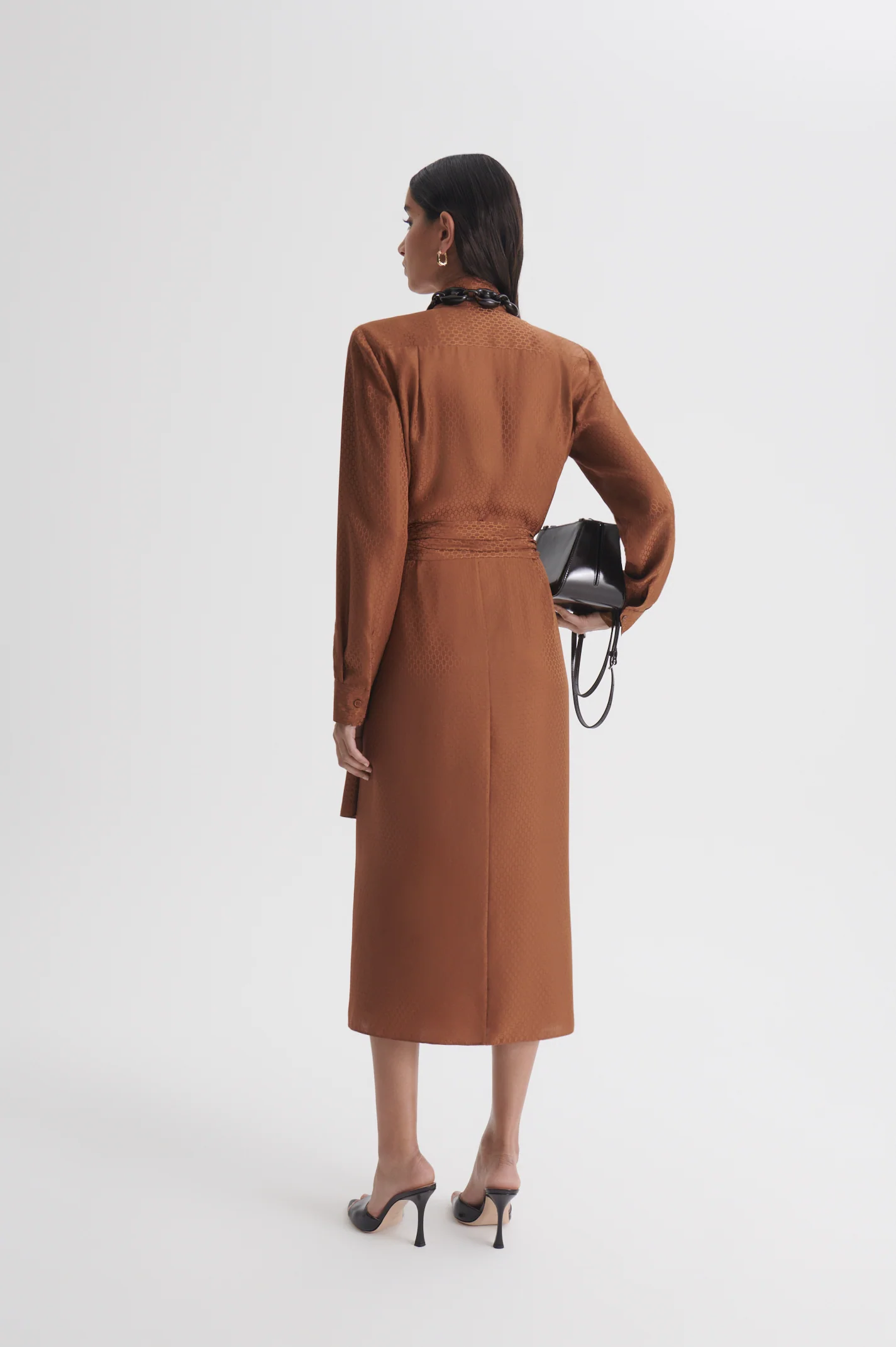 SILK CHAIN JACQUARD WRAP DRESS - Image 5