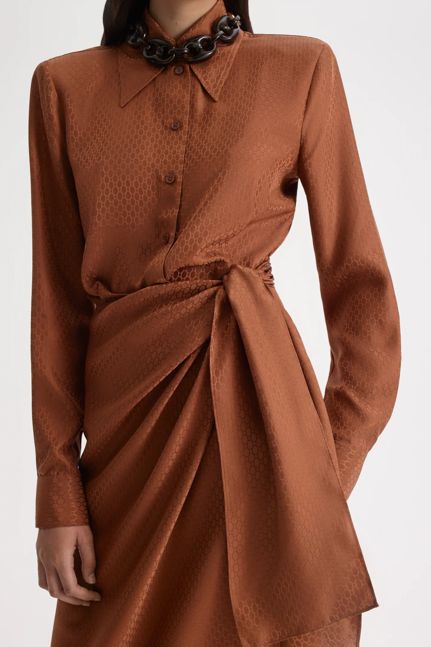 SILK CHAIN JACQUARD WRAP DRESS - Image 8