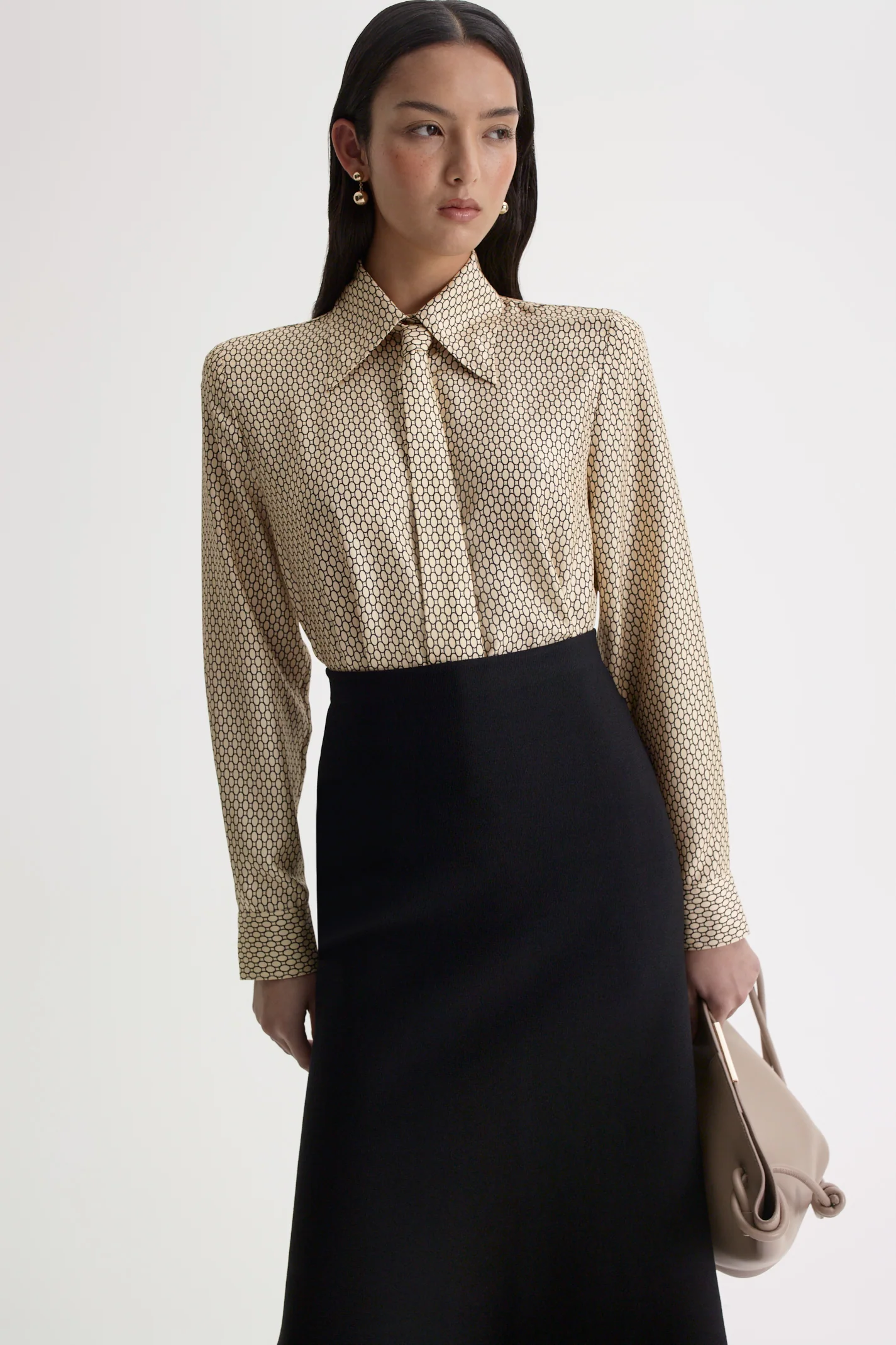 SILK CHAIN PRINT TIE SHIRT - Image 3