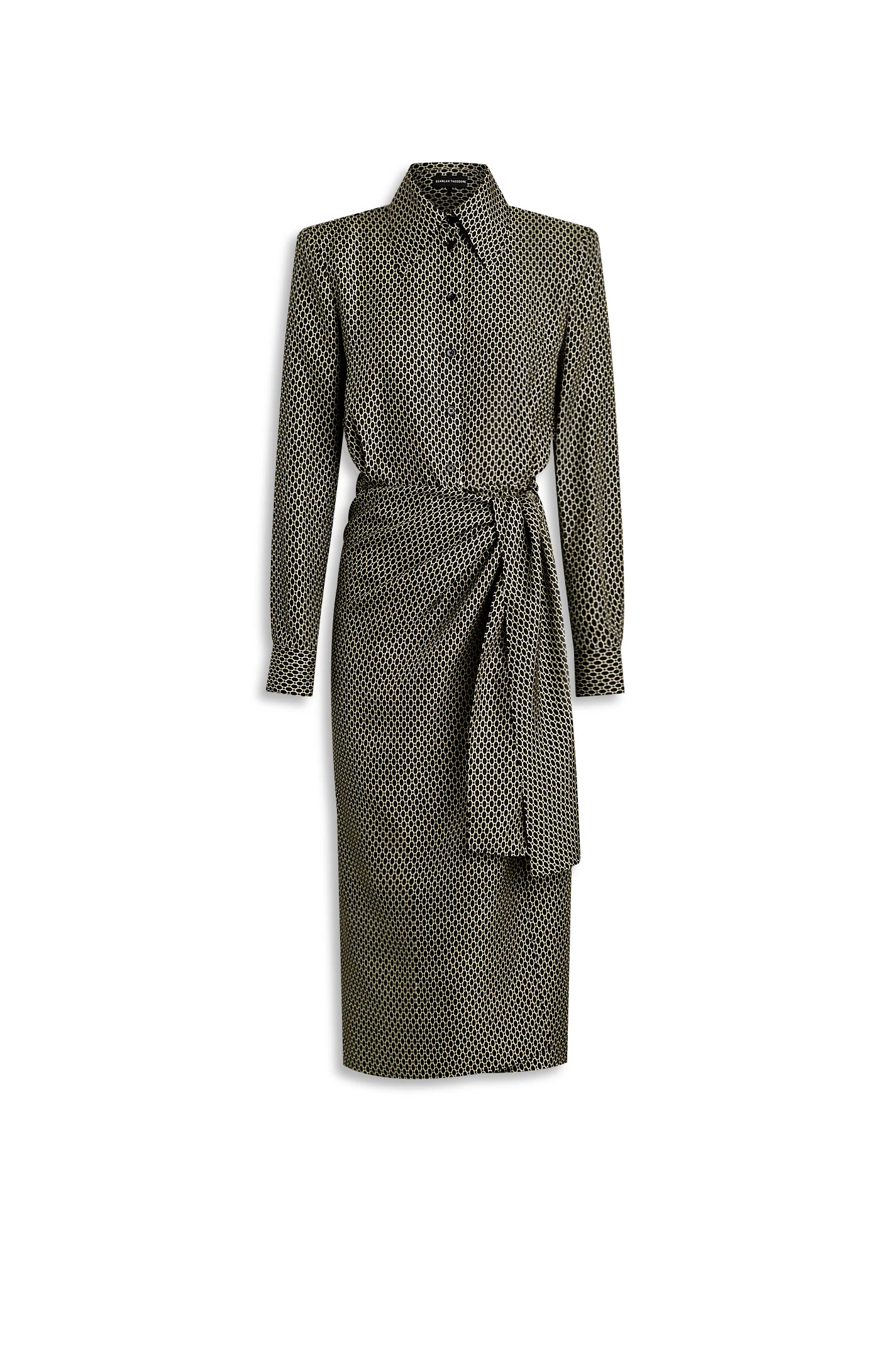 SILK CHAIN PRINT WRAP DRESS