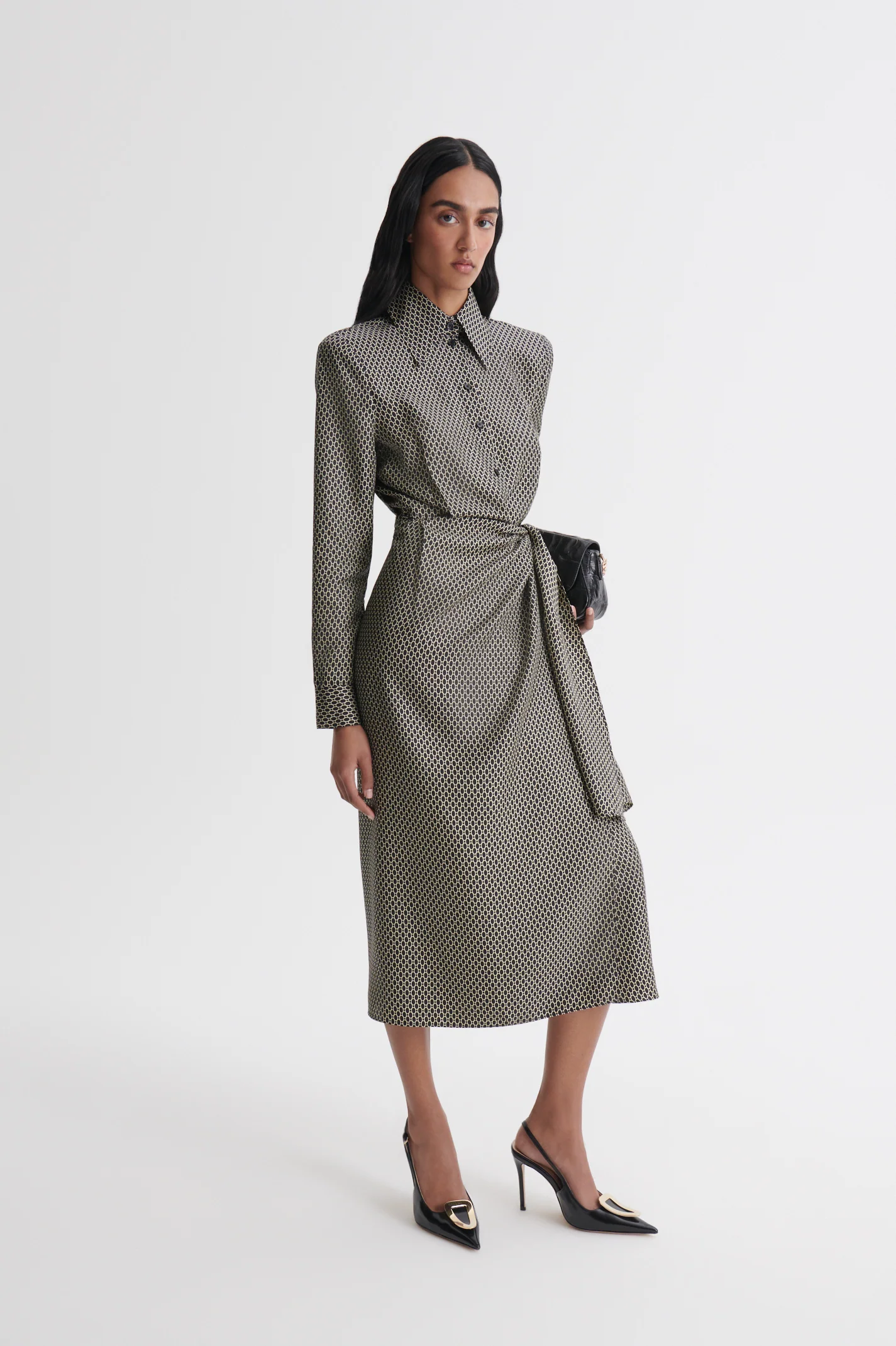 SILK CHAIN PRINT WRAP DRESS - Image 5