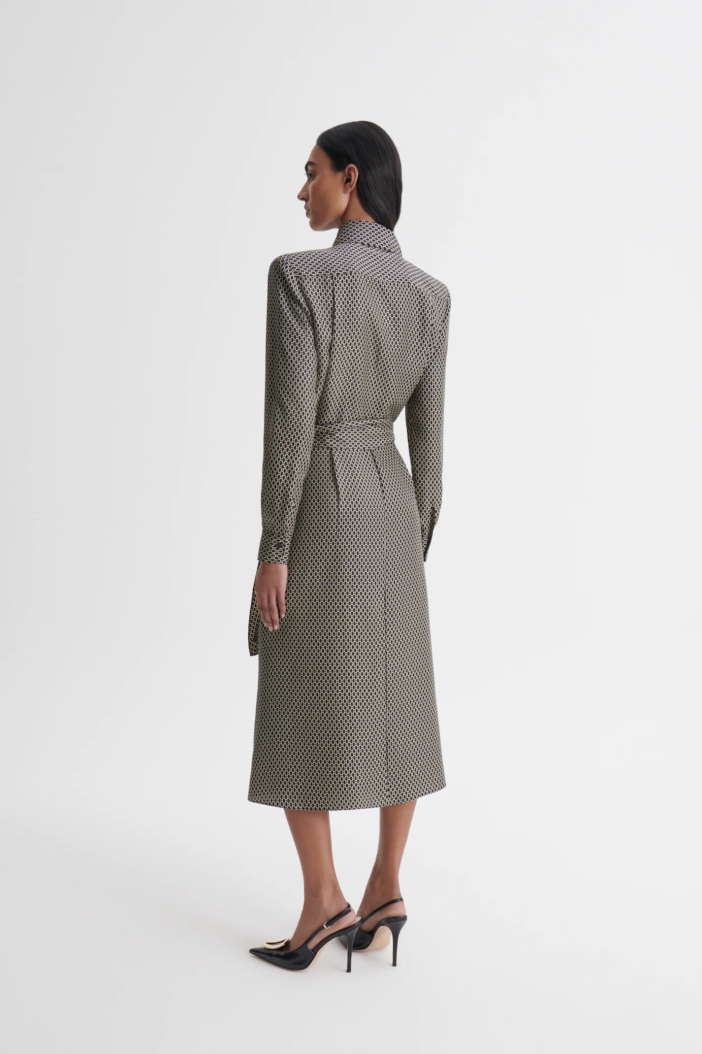 SILK CHAIN PRINT WRAP DRESS - Image 6