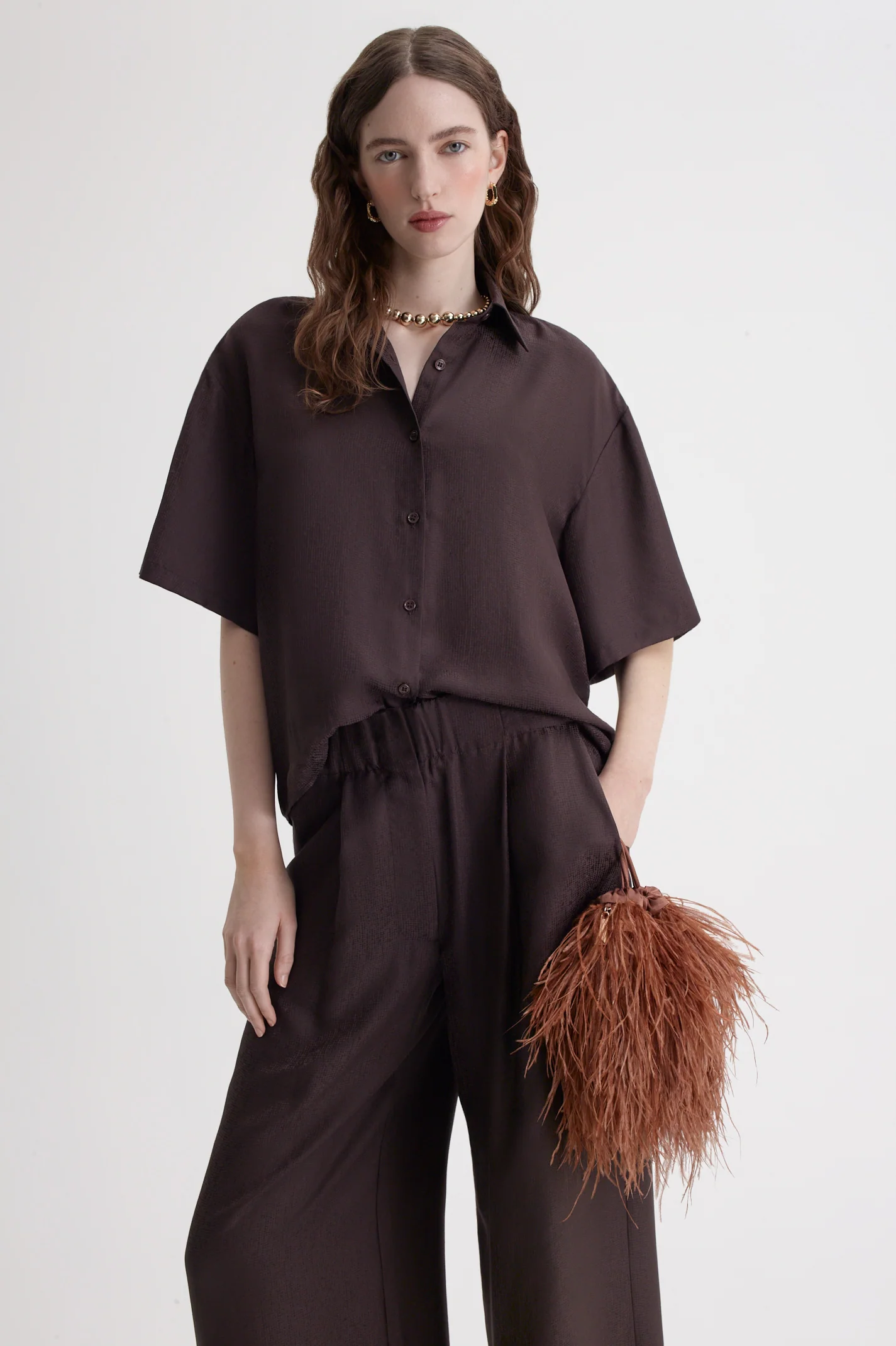 SILK JACQUARD CROP SHIRT - Image 3