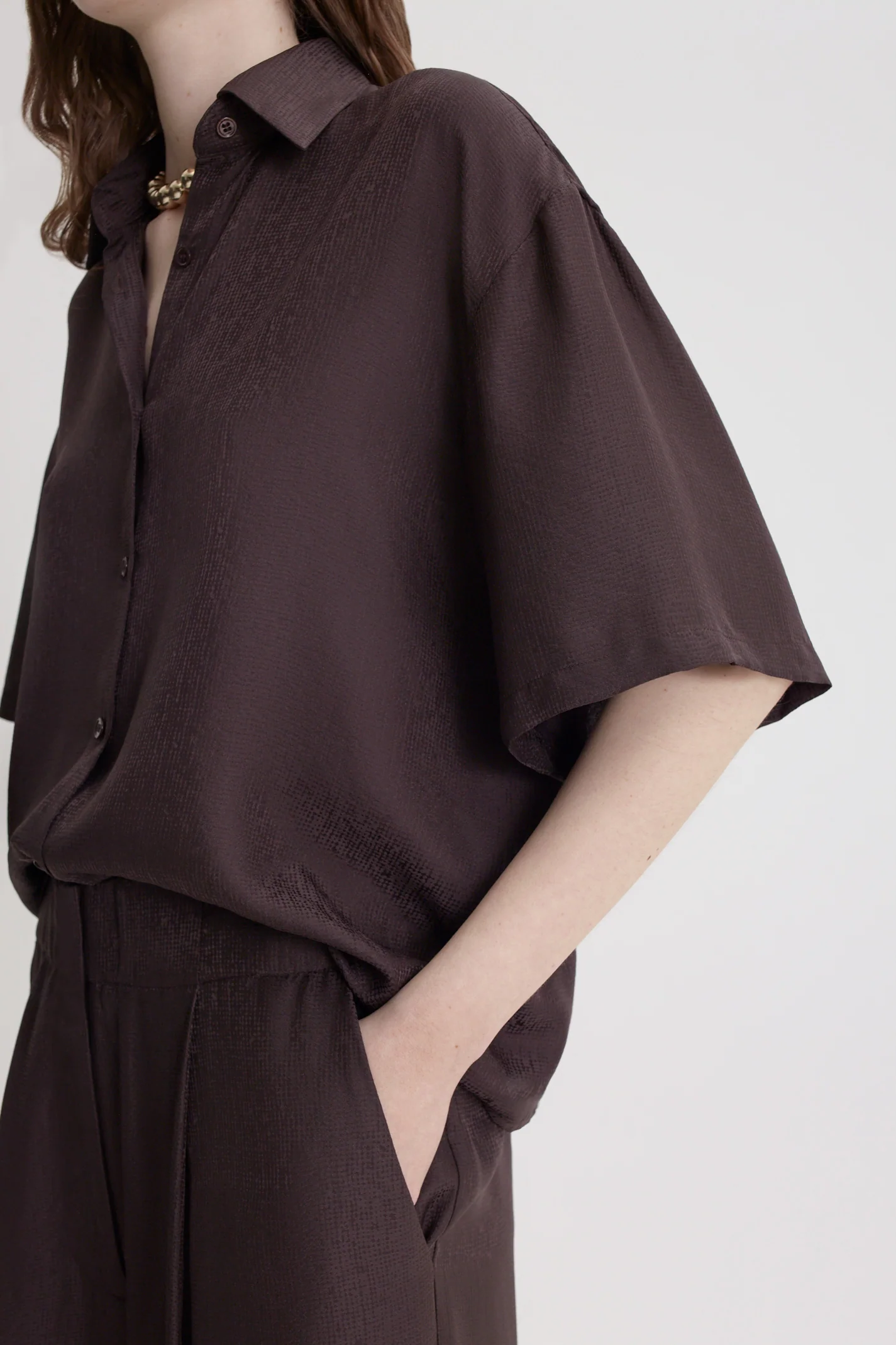 SILK JACQUARD CROP SHIRT - Image 7