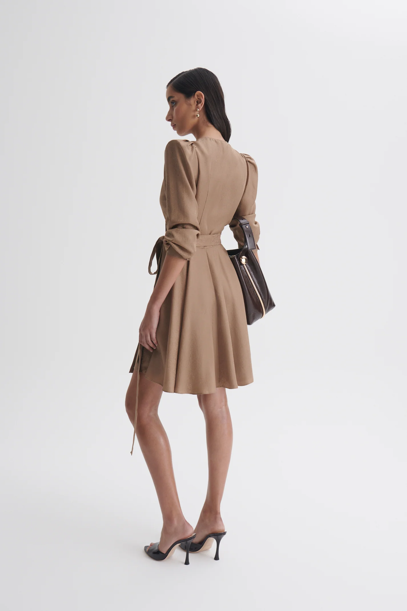 SILK JACQUARD GATHER SLEEVE MINI - Image 6