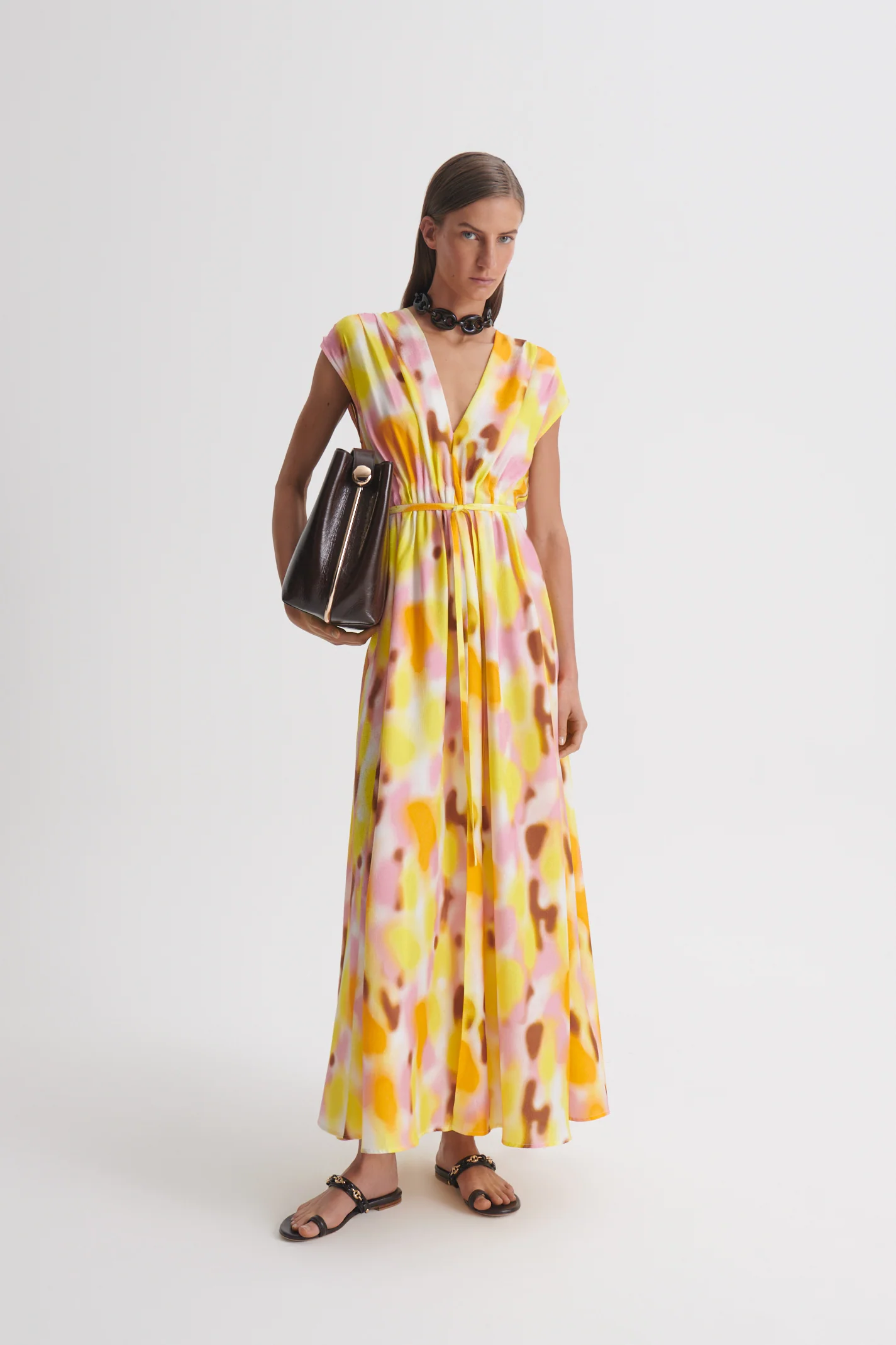 SILK JACQUARD HAZE PRINT DRESS - Image 3
