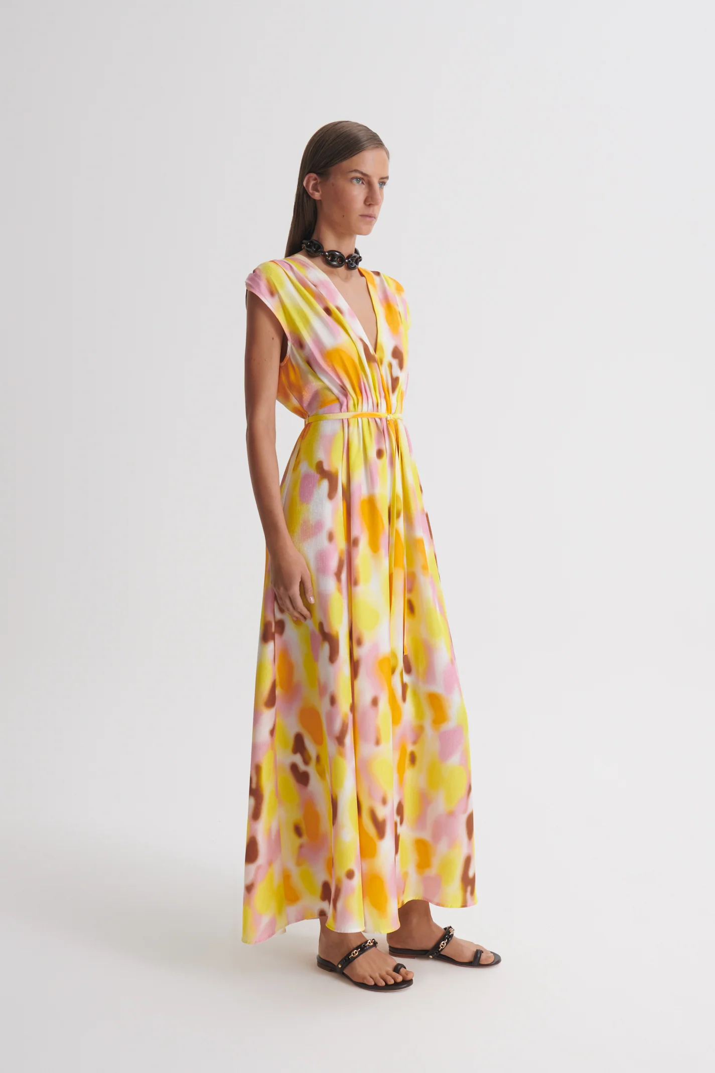 SILK JACQUARD HAZE PRINT DRESS - Image 4