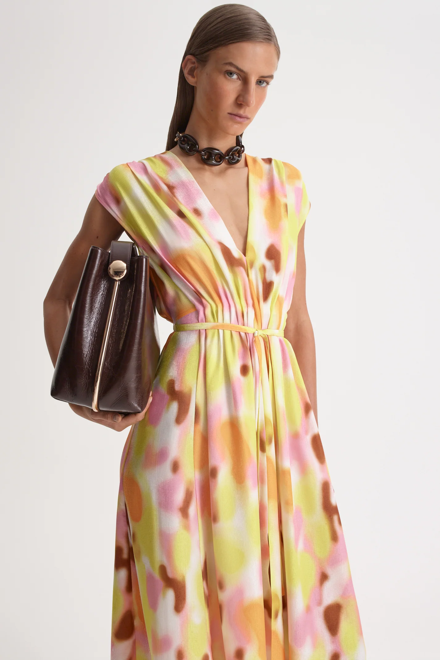 SILK JACQUARD HAZE PRINT DRESS - Image 6