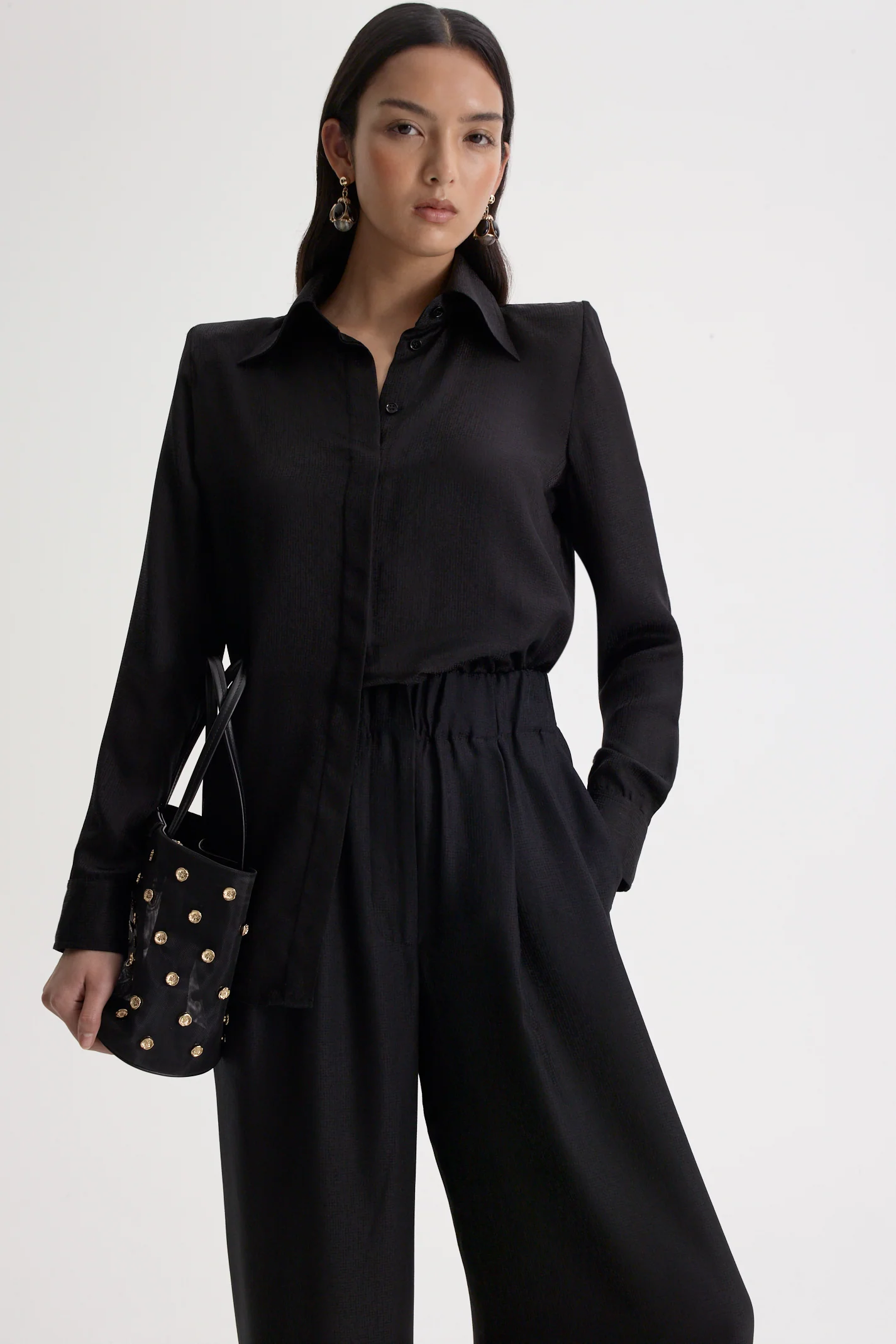 SILK JACQUARD SHOULDER PAD SHIRT - Image 3