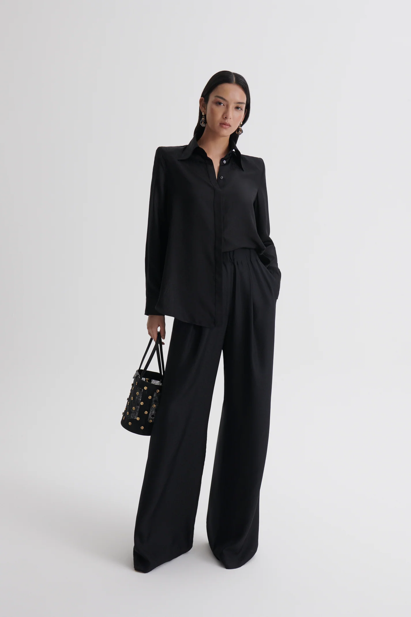 SILK JACQUARD SHOULDER PAD SHIRT - Image 4