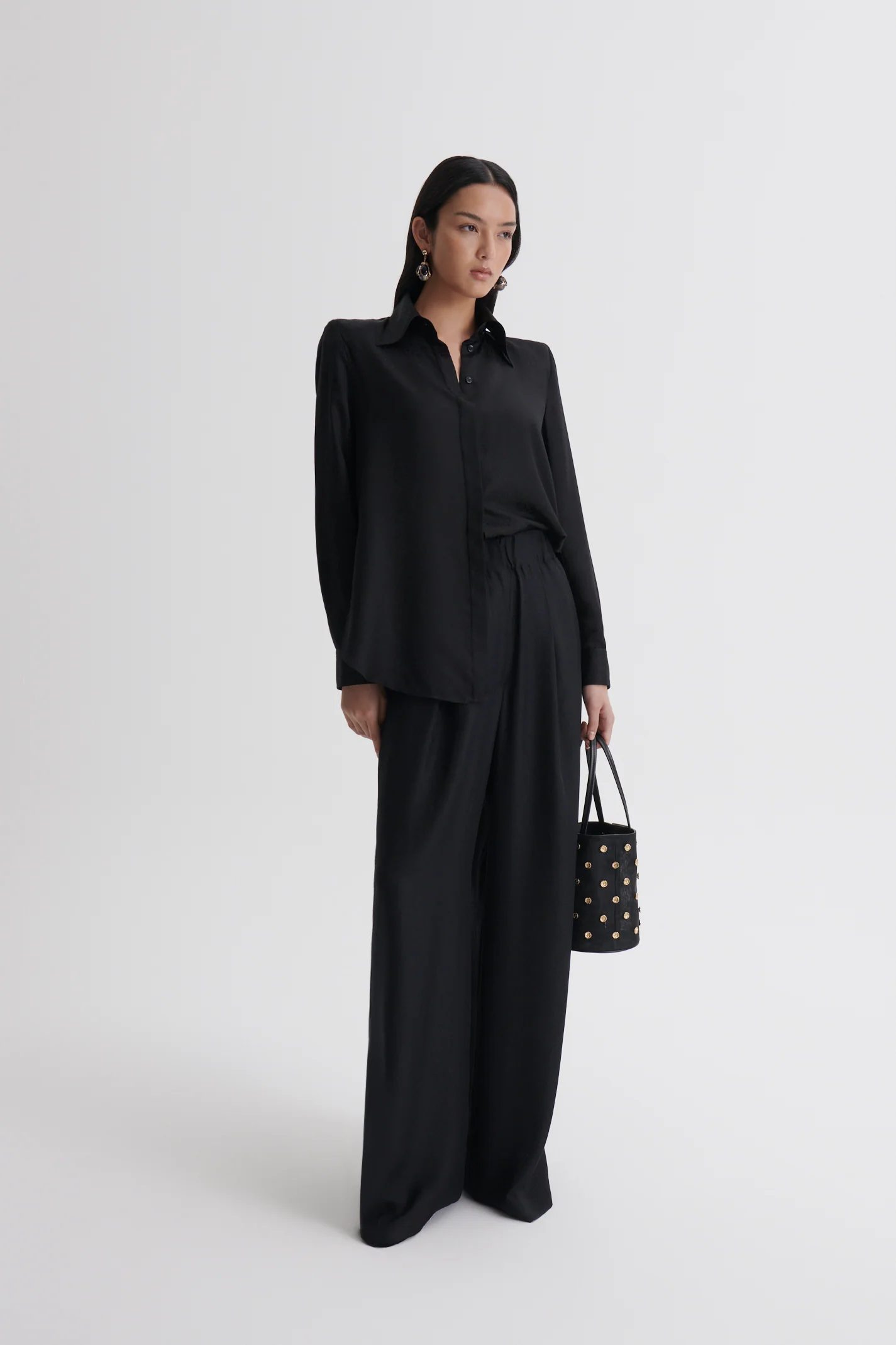 SILK JACQUARD SHOULDER PAD SHIRT - Image 5