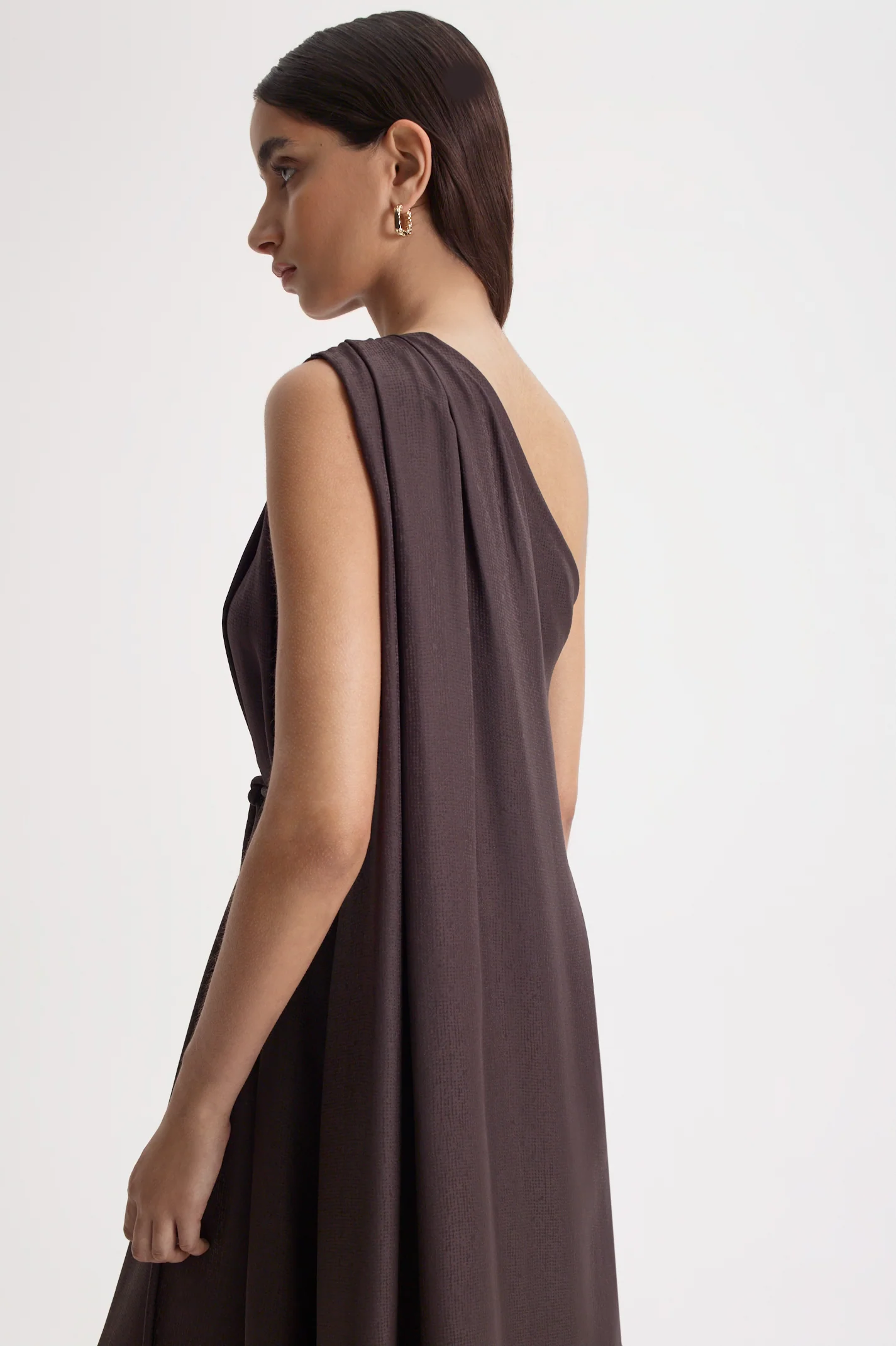 SILK JACQUARD ONE SHOULDER DRESS - Image 10
