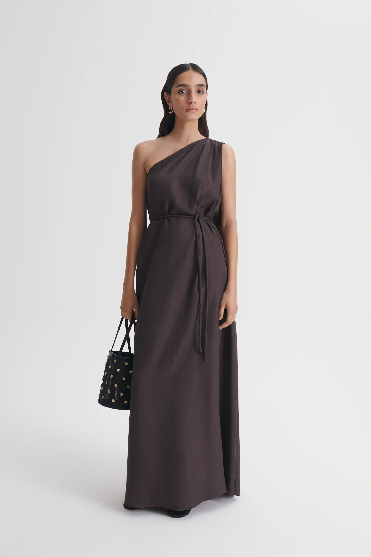 SILK JACQUARD ONE SHOULDER DRESS - Image 3
