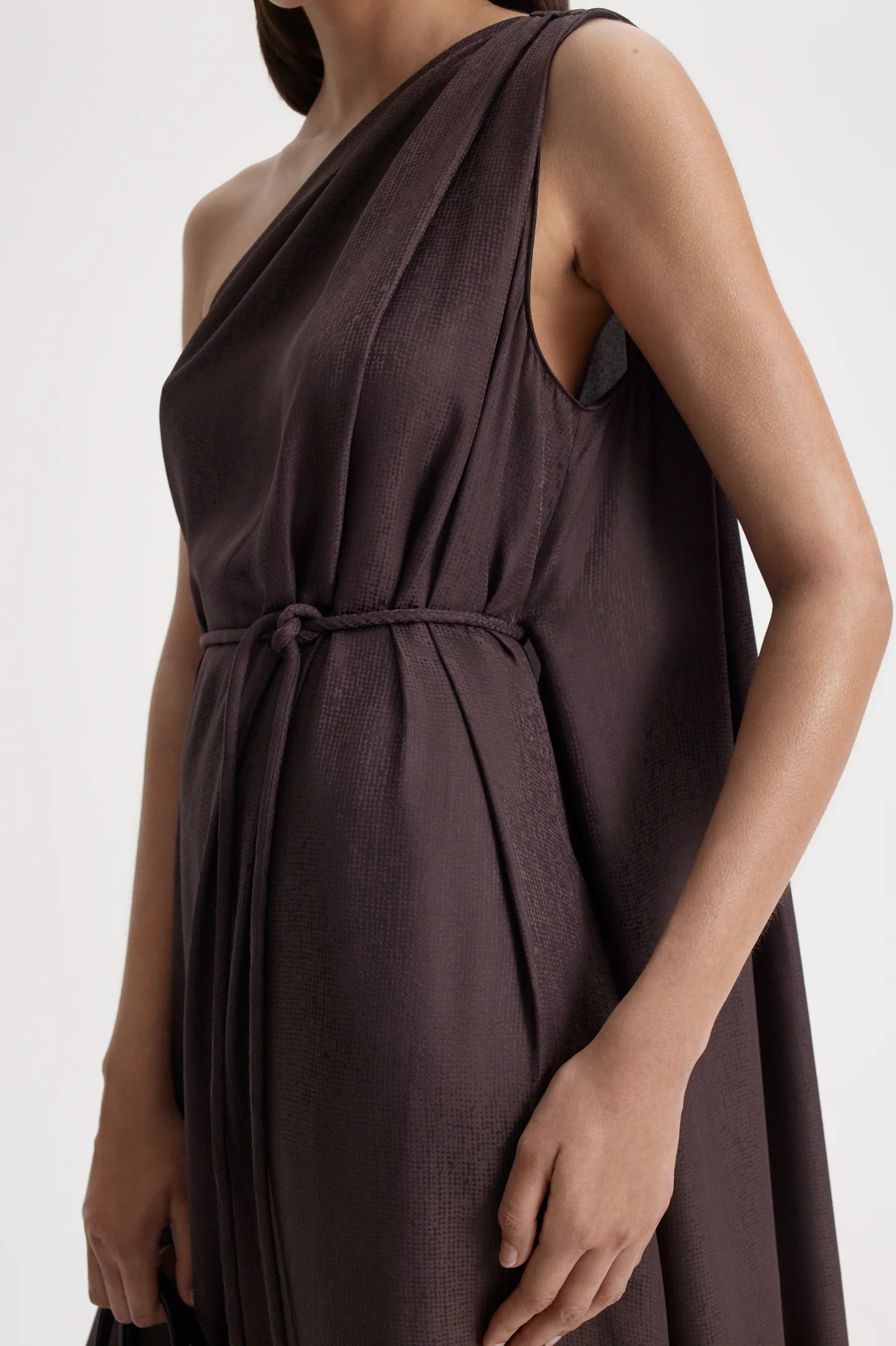 SILK JACQUARD ONE SHOULDER DRESS - Image 9