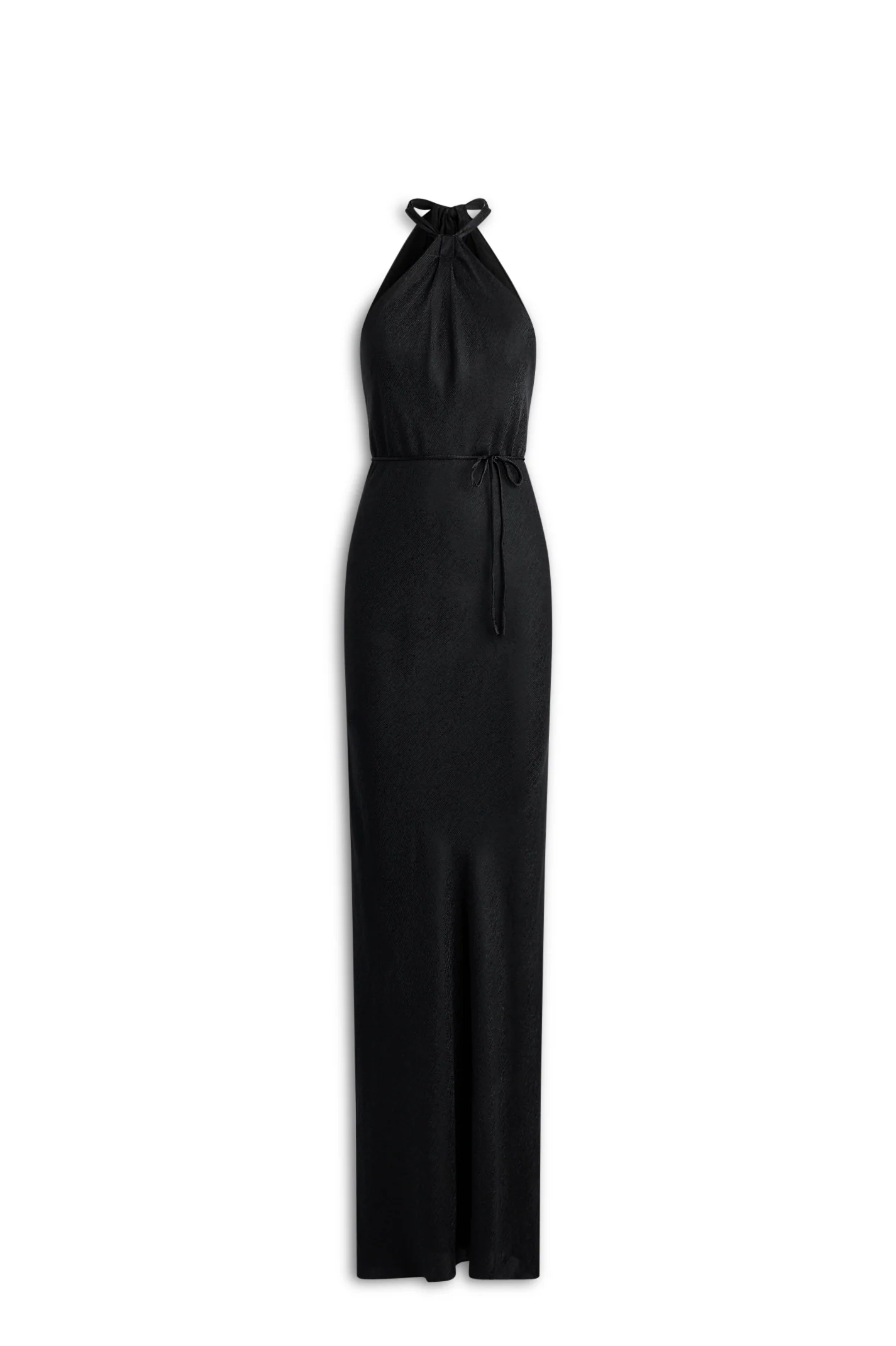 SILK JACQUARD TIE NECK DRESS