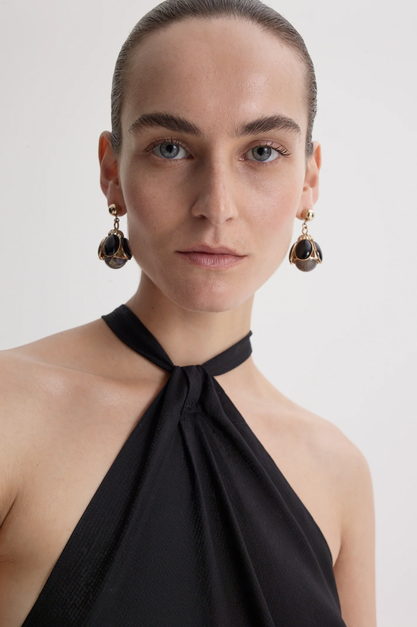 SILK JACQUARD TIE NECK DRESS - Image 10