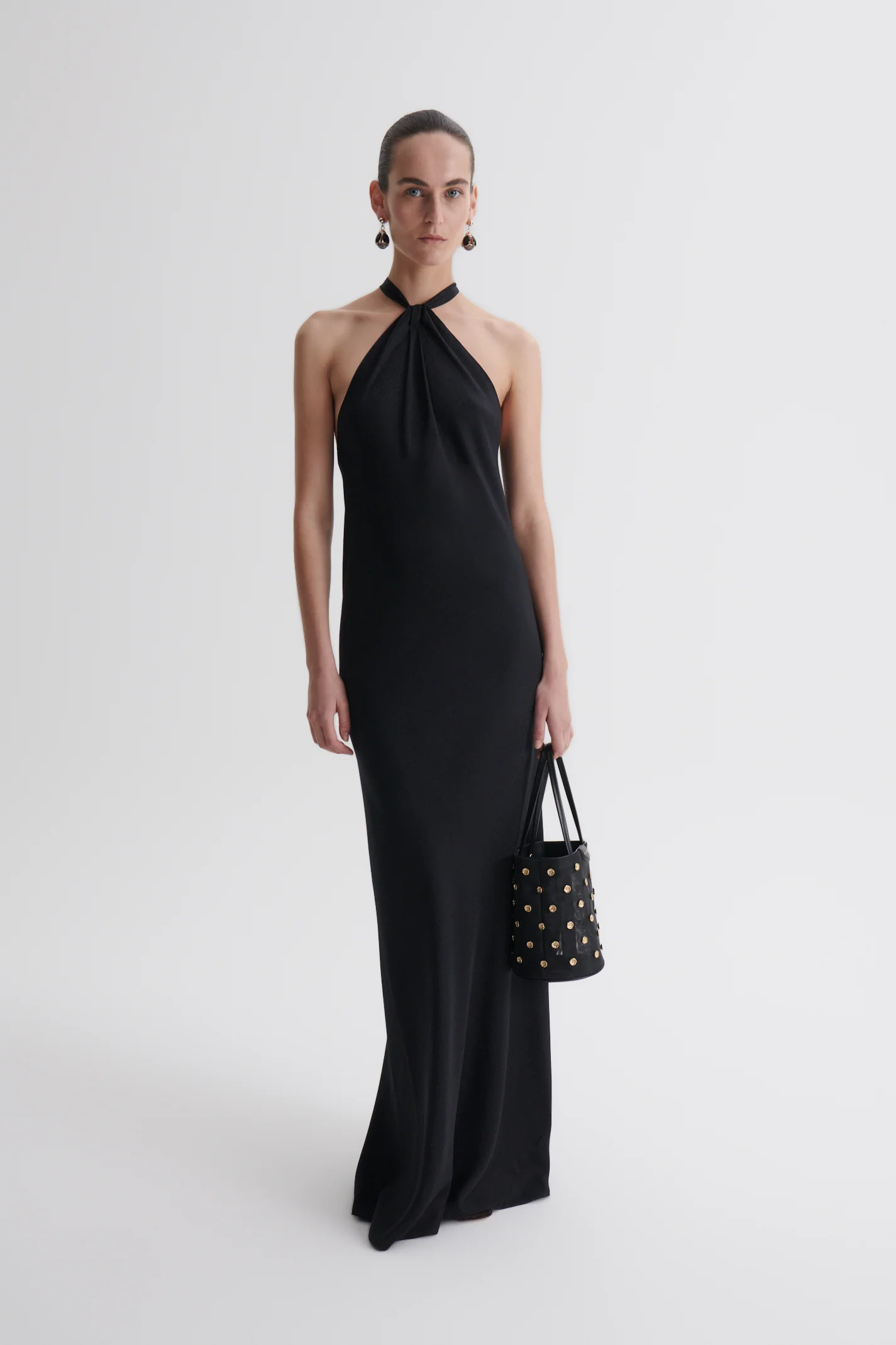 SILK JACQUARD TIE NECK DRESS - Image 4