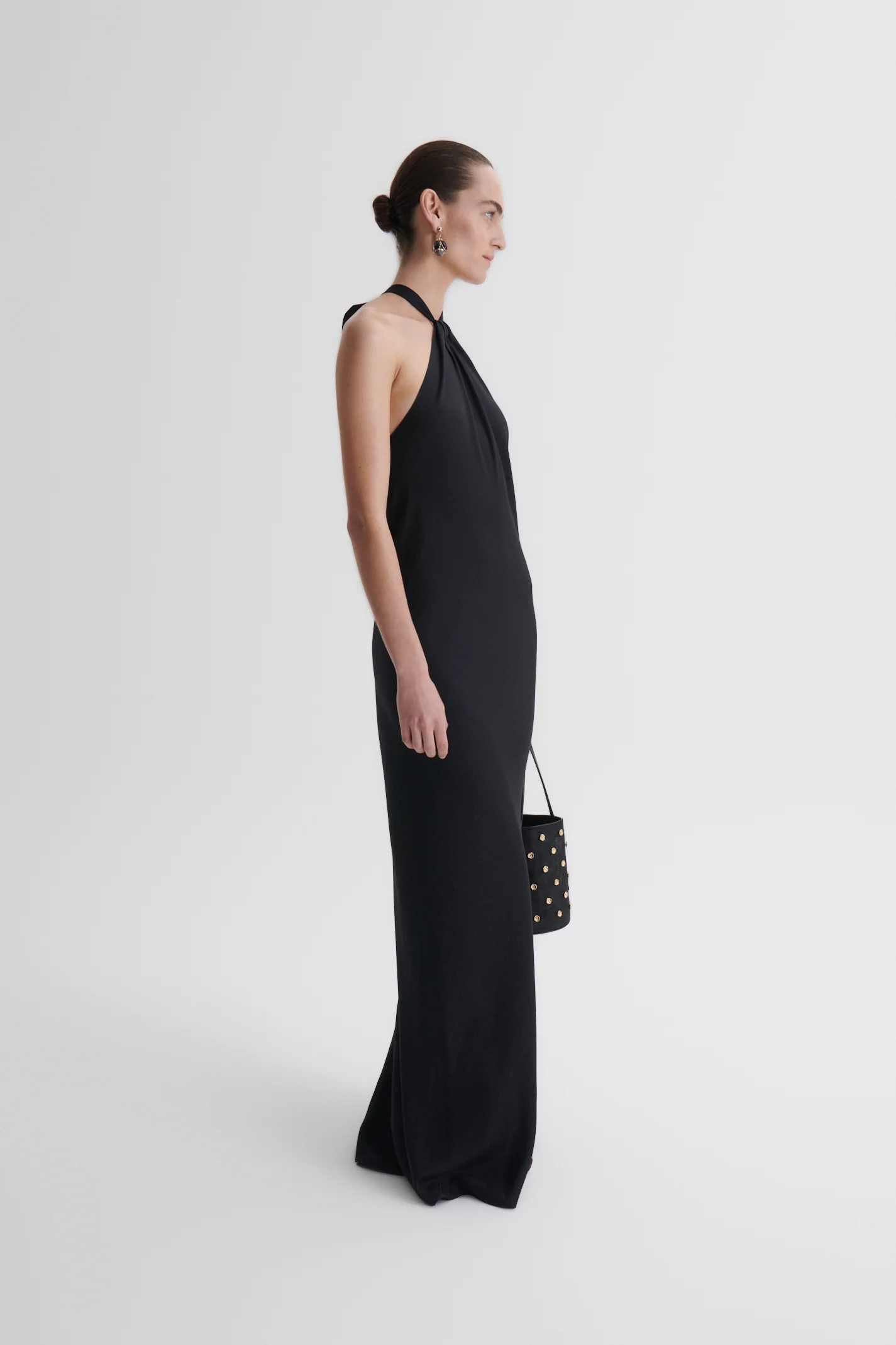 SILK JACQUARD TIE NECK DRESS - Image 5