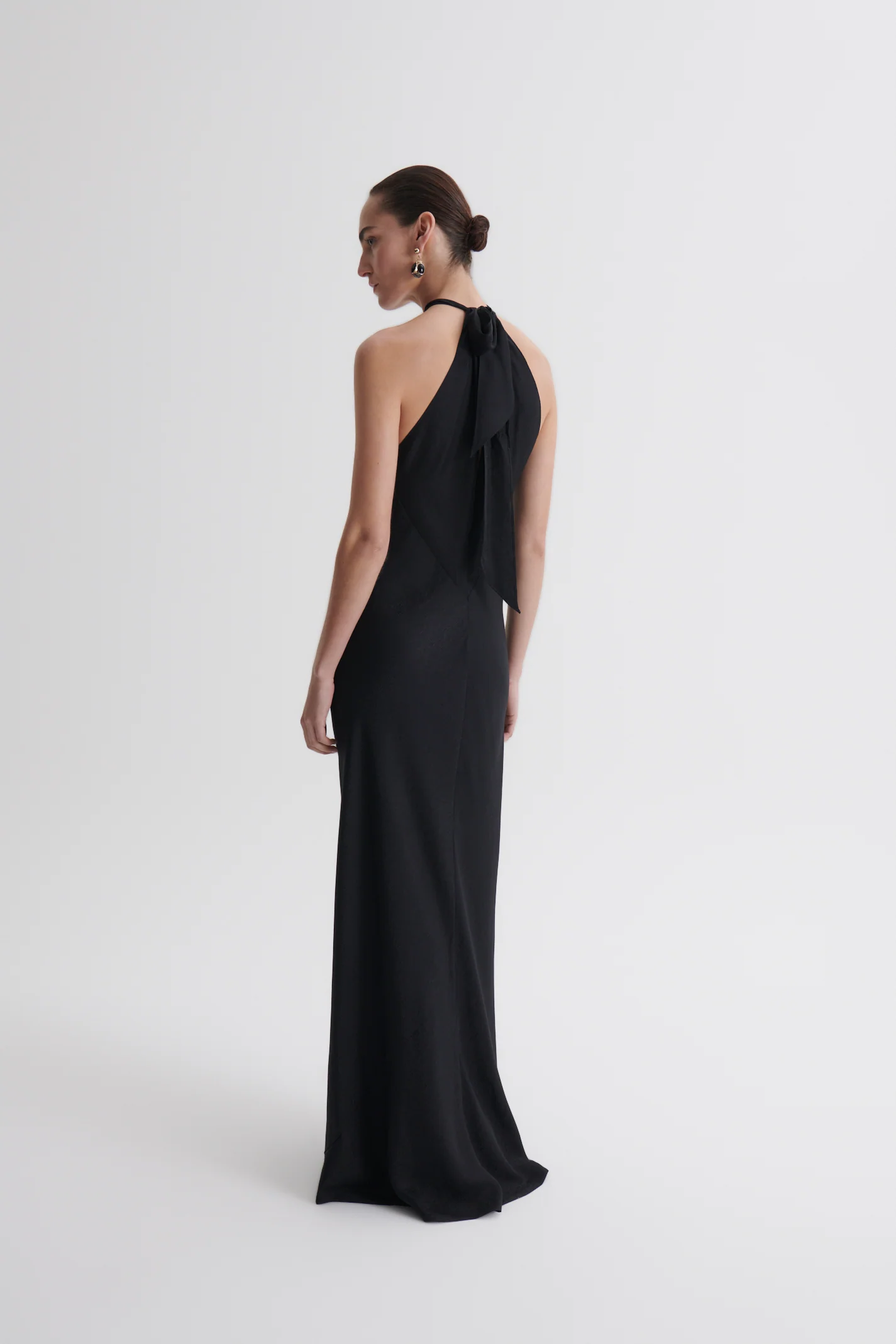 SILK JACQUARD TIE NECK DRESS - Image 6