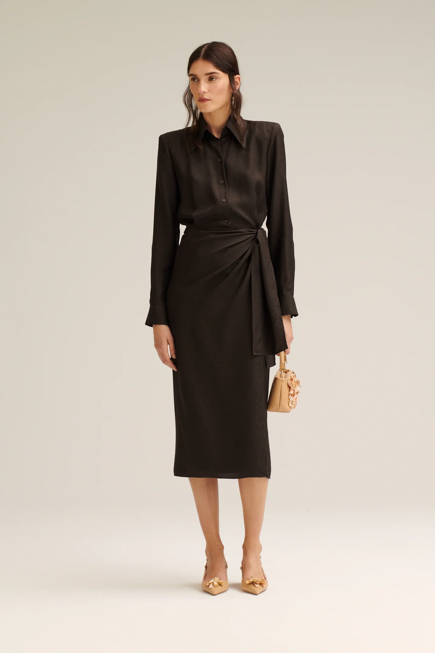 SILK JACQUARD WRAP DRESS - Image 4