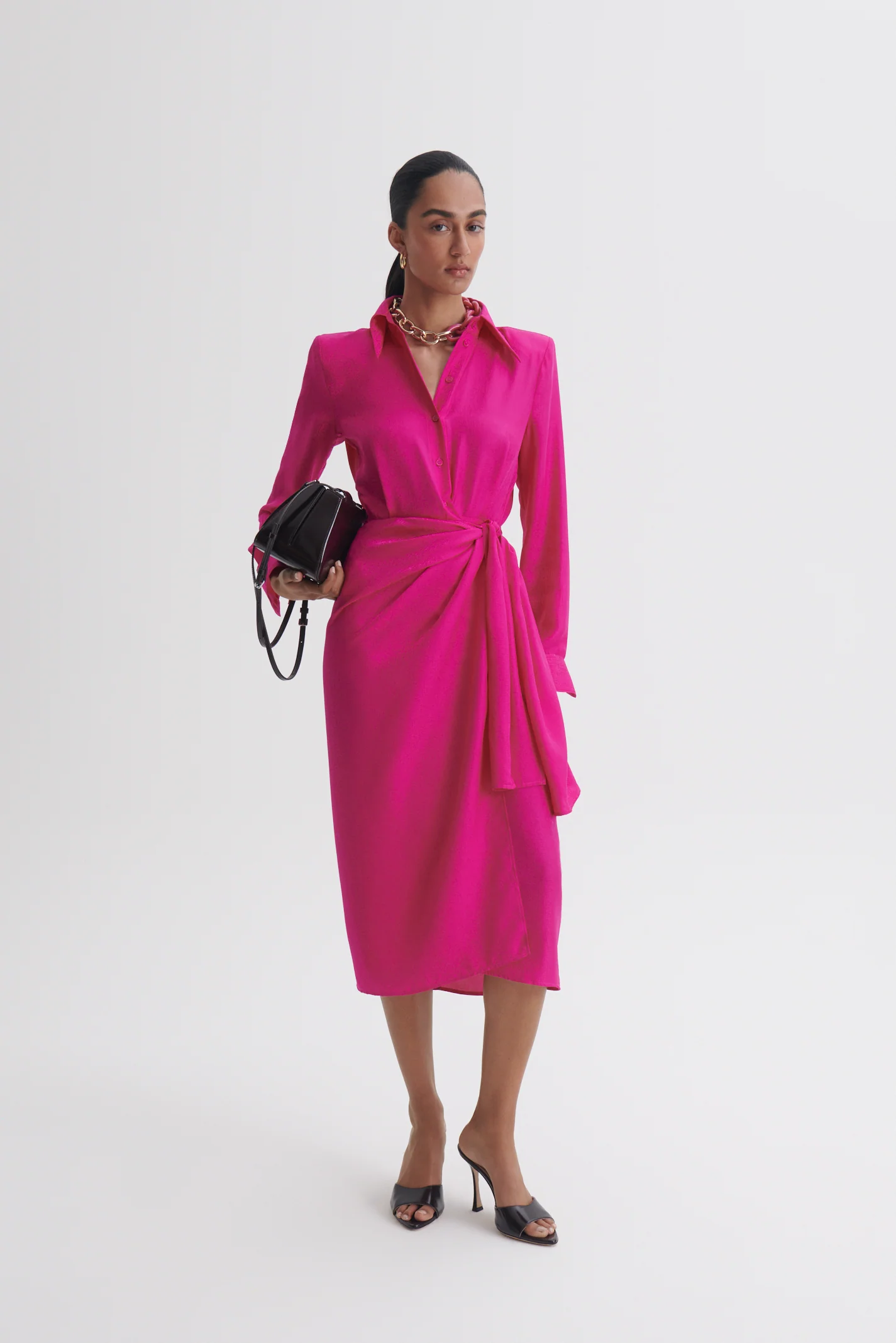 SILK JACQUARD WRAP DRESS - Image 3