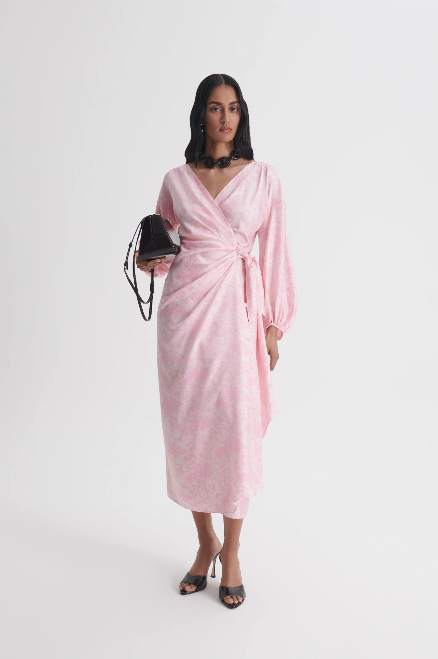 SILK PRINT WRAP DRESS - Image 3