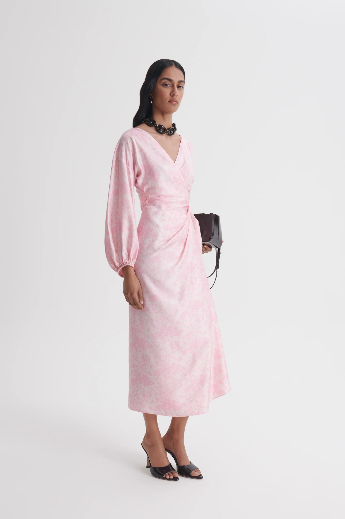 SILK PRINT WRAP DRESS - Image 4