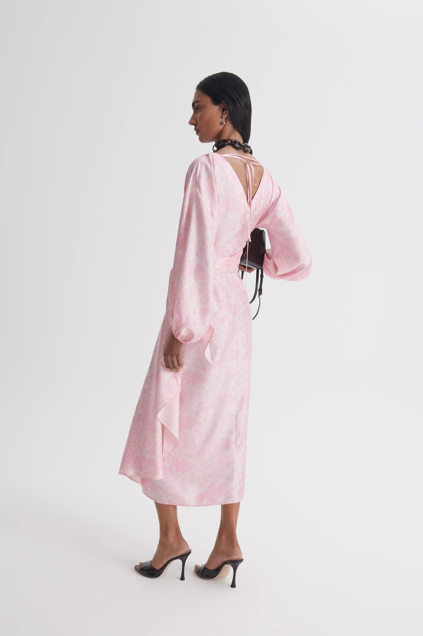 SILK PRINT WRAP DRESS - Image 5