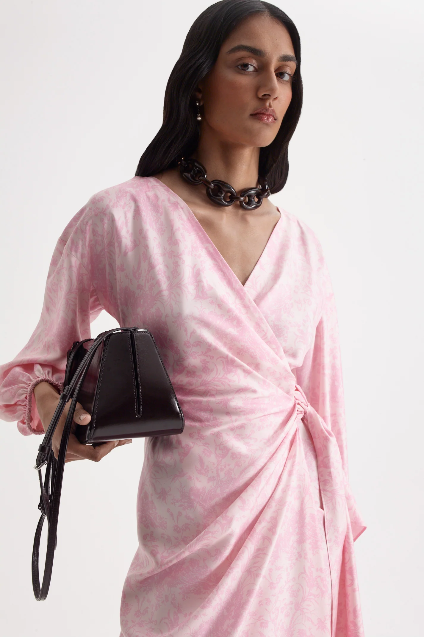 SILK PRINT WRAP DRESS - Image 6